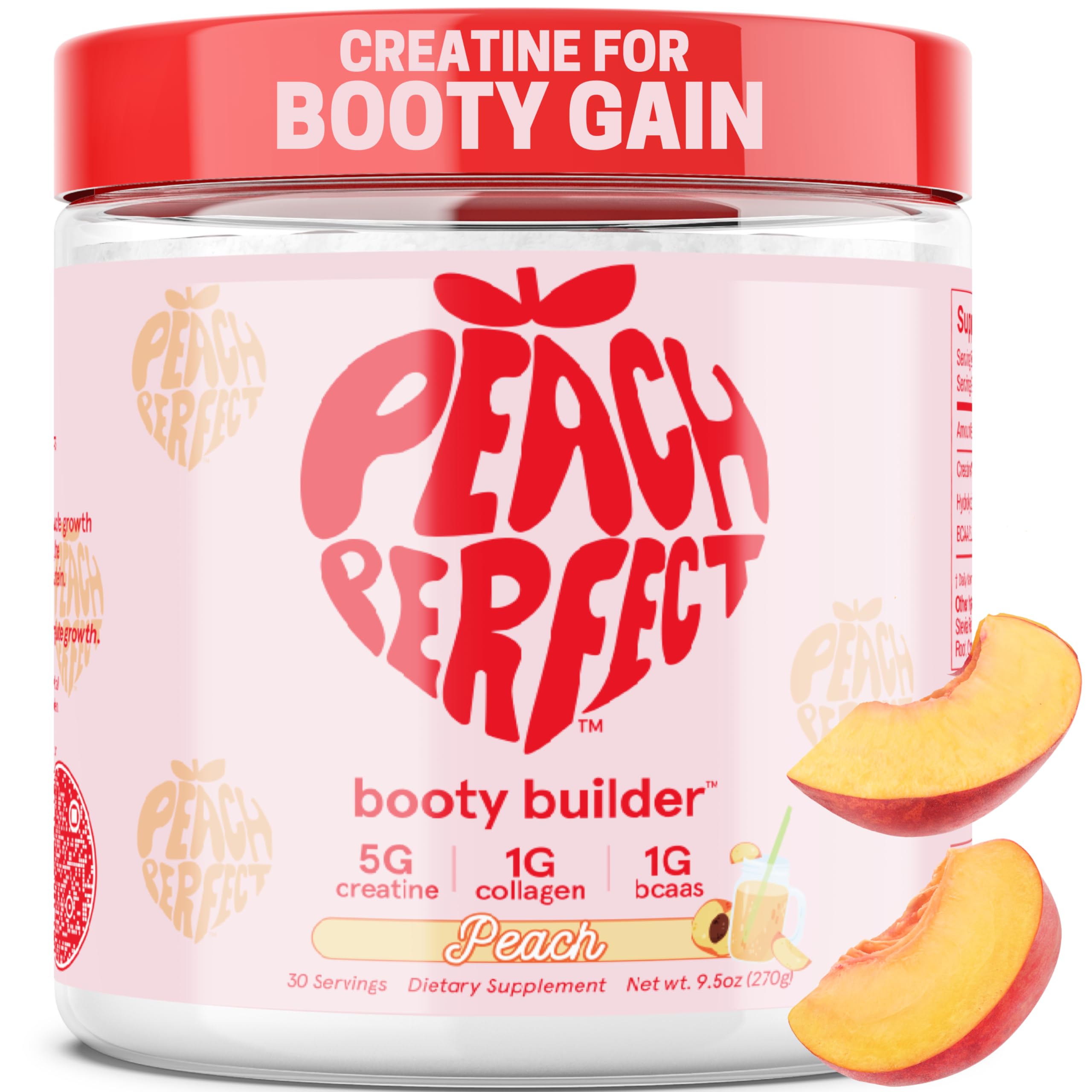 Best Creatine Powder for Women - Muscle & Booty Builder, Energy Booster with Peach Flavor | Supports Lean Muscle Growth, Cognition & Recovery | Collagen & BCAA Enhanced Micronized Creatine Monohydrate | Perfect for Pre-Workout, Post-Workout & Fitness Enthusiasts | 30 Servings