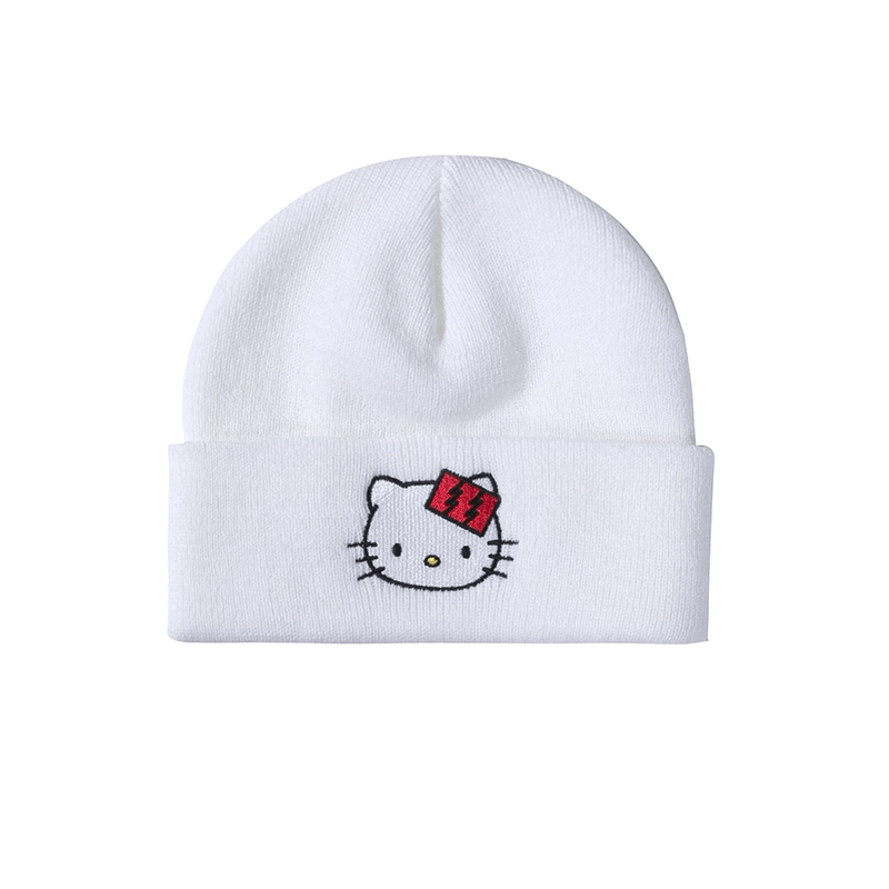 The Hundreds x Sanrio Hello Kitty White Beanie - Cute Unisex Winter Hat for Men & Women - Perfect for Gifts, Streetwear & Cold Weather Fashion