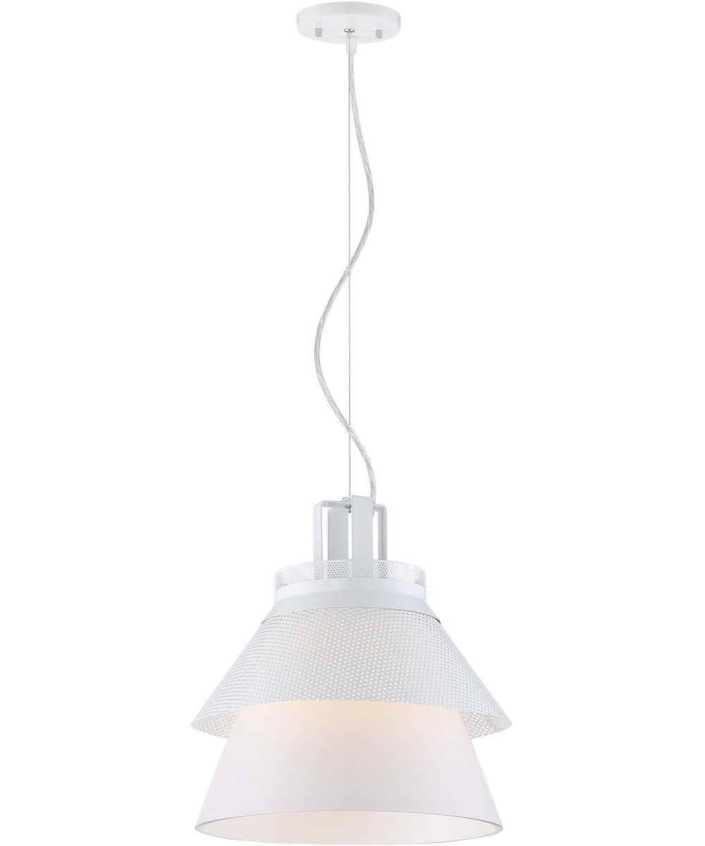 10W Kyto 1-Light Modern LED Pendant Light Fixture - White Finish for Kitchen Island, Dining Room, or Bedroom Lighting