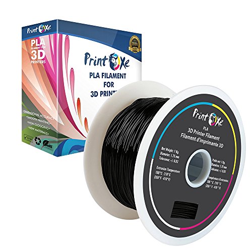 PrintOxe® 1.75mm 3D PLA Printer Filament - 1Kg (2.2 Lbs) Spool, High Precision +/- 0.03mm, Black - Perfect for DIY 3D Printing, Prototyping & Creative Projects