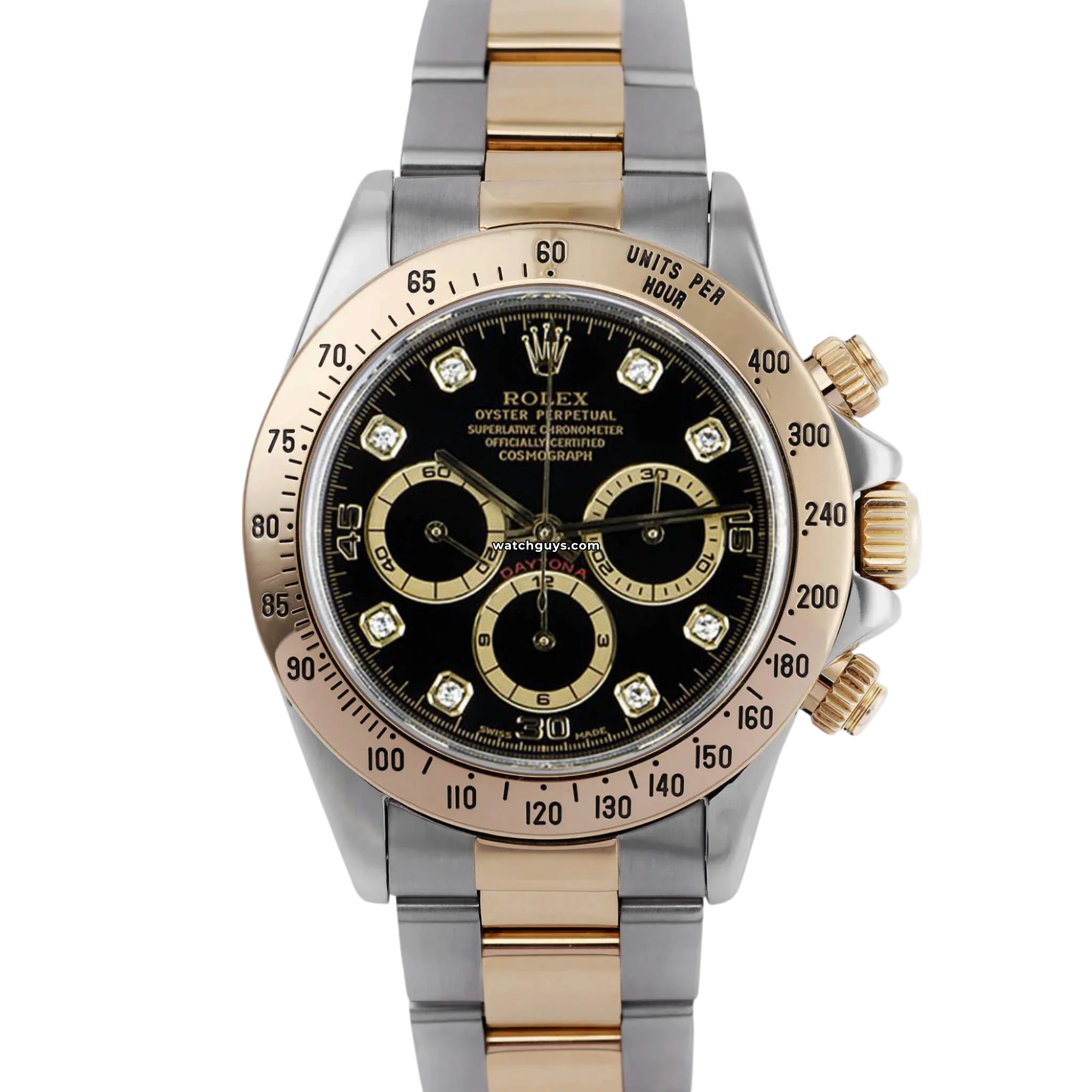 Authentic Rolex Daytona Zenith 16523 Men's Watch - Black Diamond Dial, Swiss Automatic Movement - Luxury Dress Watch for Business & Formal Occasions