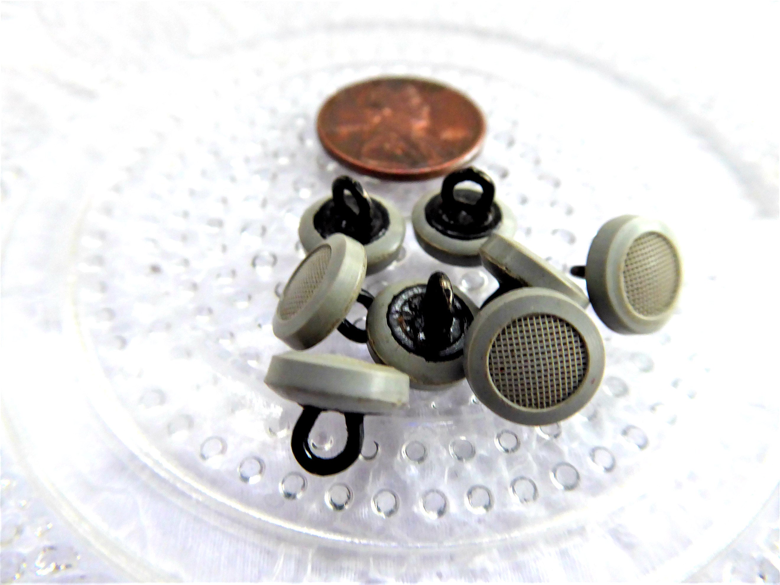 Vintage Textured Gray Shoe Buttons 8-Piece Set - Taupe Grey Glove Buttons with Edwardian Pin Shank - 1900s Style for Historical Costumes & DIY Fashion Projects
