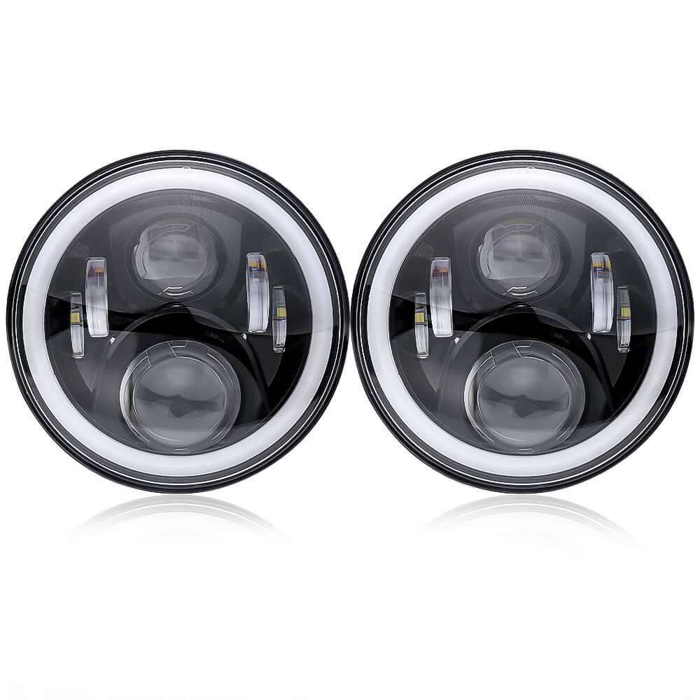 7 Inch 60W LED Jeep Headlight with Halo Ring - High Performance Off-Road Lighting for Wrangler JK TJ LJ & Gladiator - Perfect for Night Driving & Off-Road Adventures