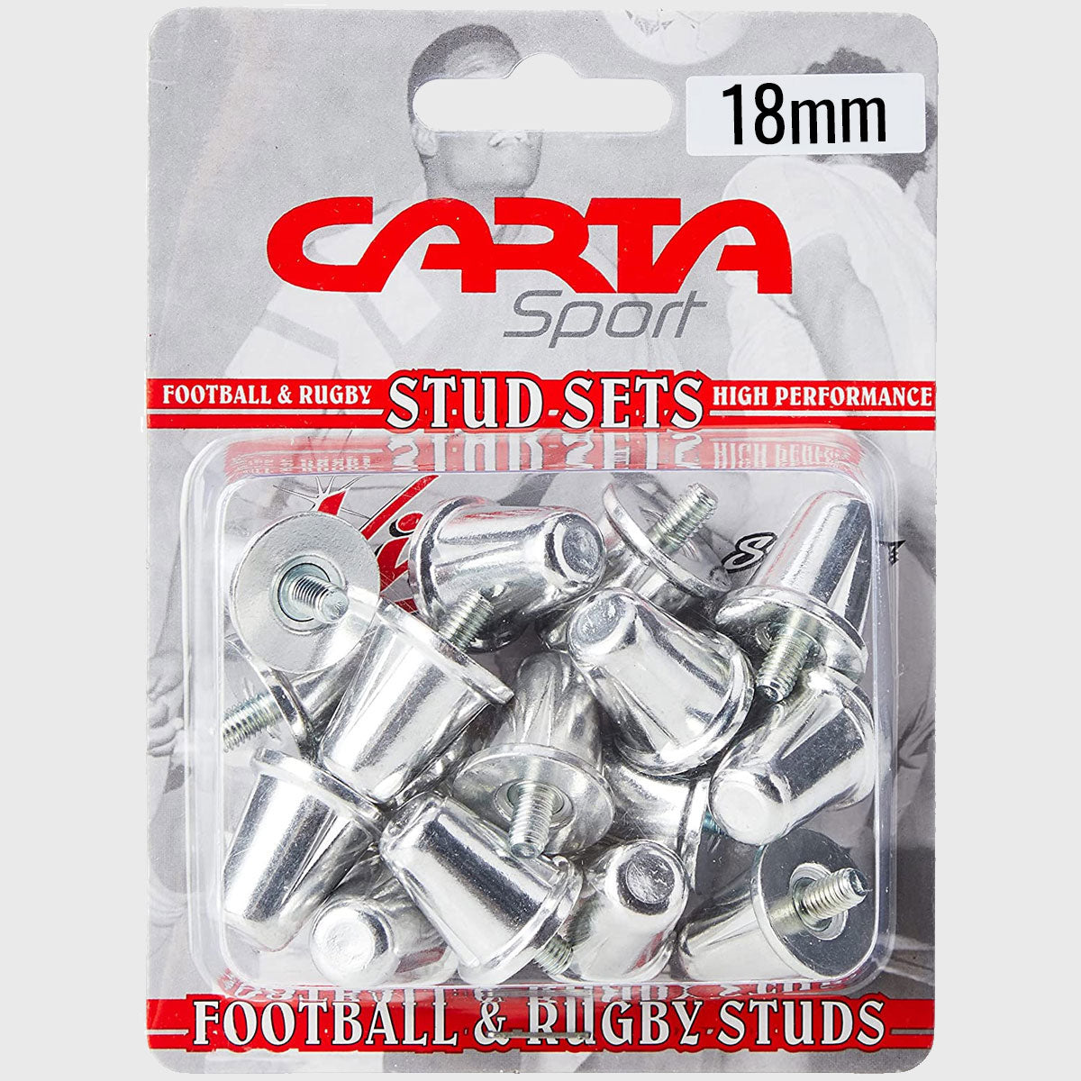 16 x 18mm Rugby Stud Pack - Durable Soccer Cleat Replacement Studs for Firm Ground - Perfect for Rugby, Soccer & Football Players on Natural Grass Fields