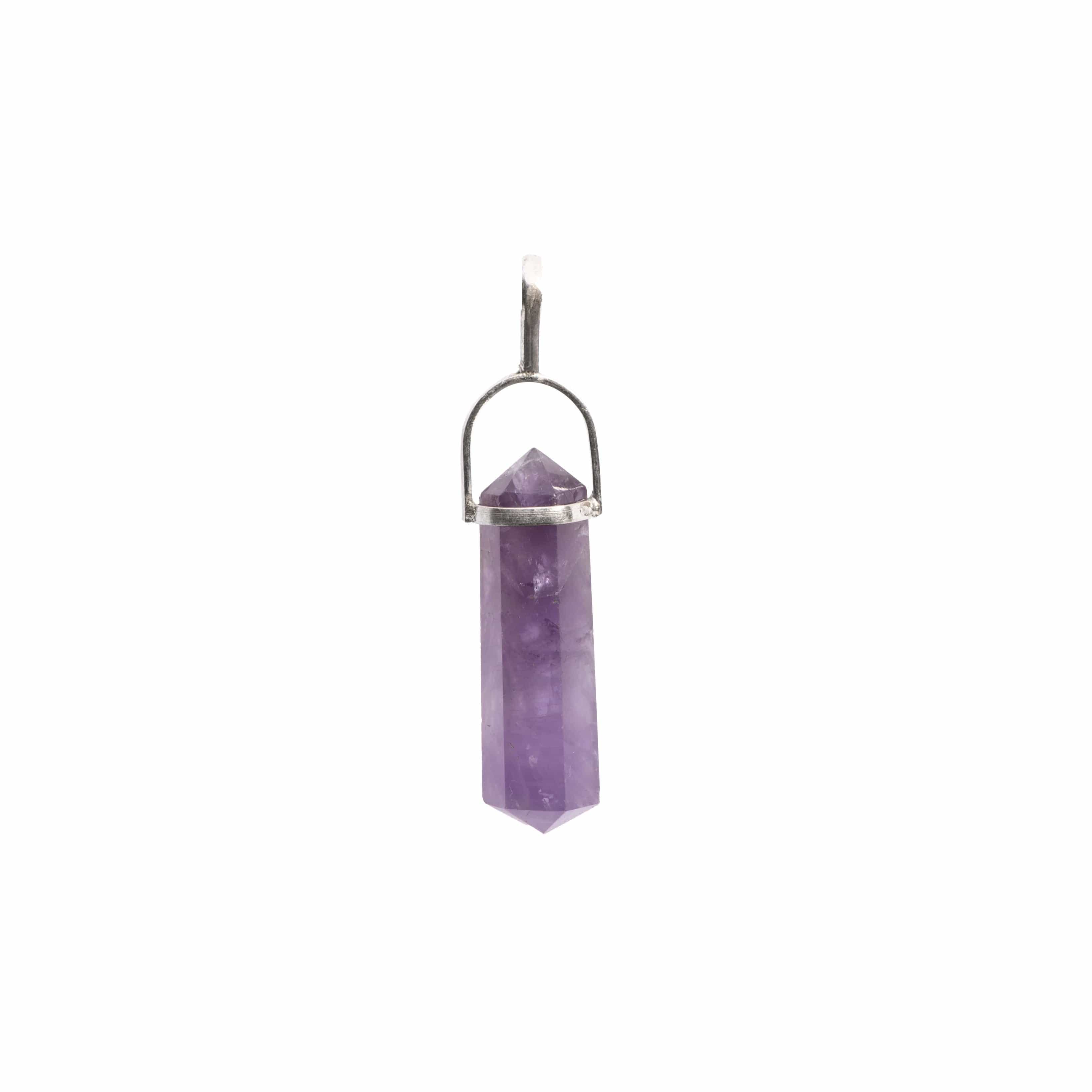 Natural Amethyst Point Sterling Silver Pendant Necklace for Women - Healing Crystal Jewelry Gift for Meditation, Yoga & Spiritual Protection