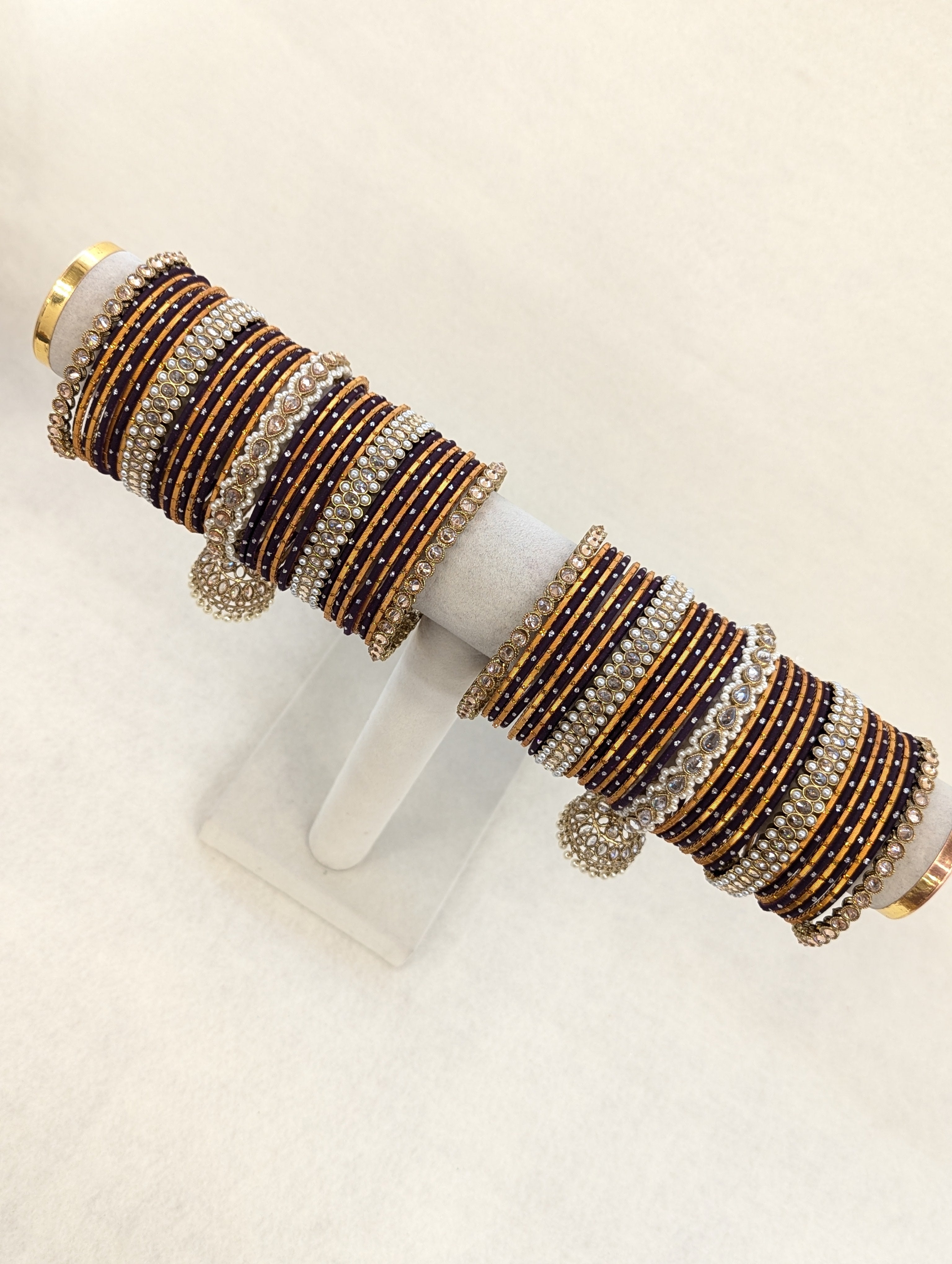 Meera Stone Bangles Set of 2 - Handmade Indian Ethnic Jewelry for Women - Perfect for Weddings, Festivals & Boho Fashion