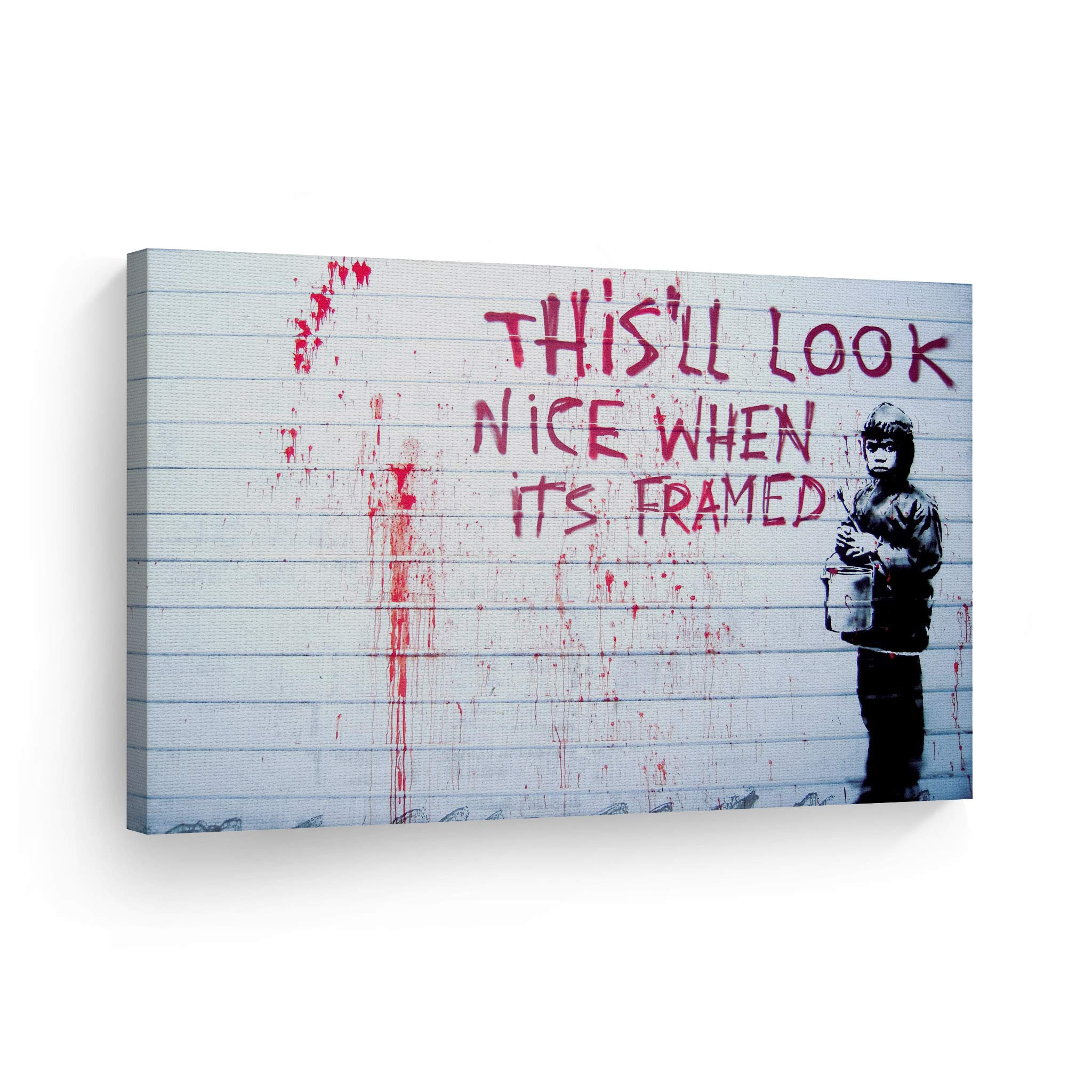 Banksy Canvas Wall Art Print - Modern Street Art Painting, San Francisco Mural Graffiti Artwork (24x36 Inch) | Ready to Hang Home Decor for Living Room, Bedroom, Office & Bathroom | Perfect for Urban Style Interiors & Contemporary Art Lovers