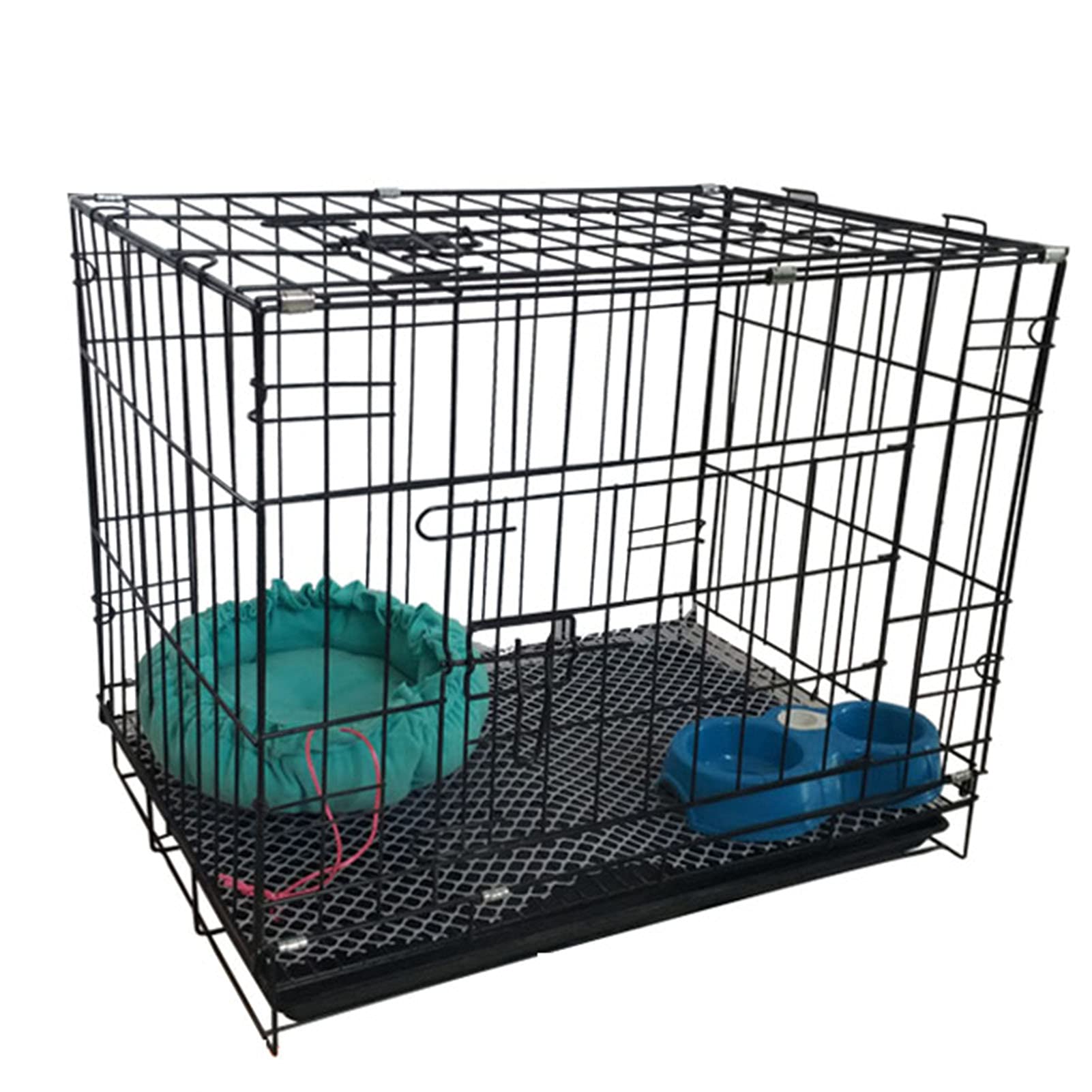 Foldable Metal Dog Crate with Lock - Single Door Pet Cage for Small Dogs 23.6