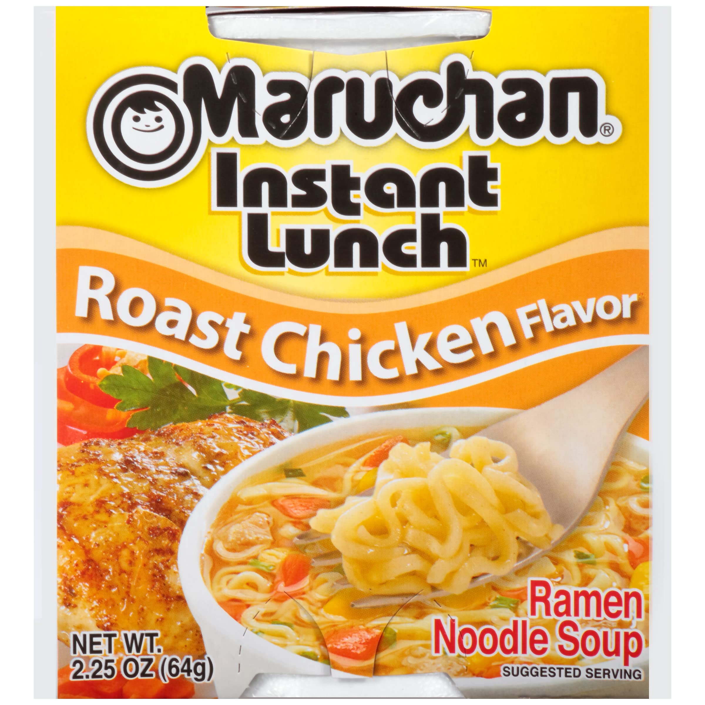 Maruchan Instant Lunch Roasted Chicken Flavor Ramen Soup - 2.25 oz (6-Pack) | Quick & Easy Microwaveable Meal for Office, College Dorm & Emergency Food Supply