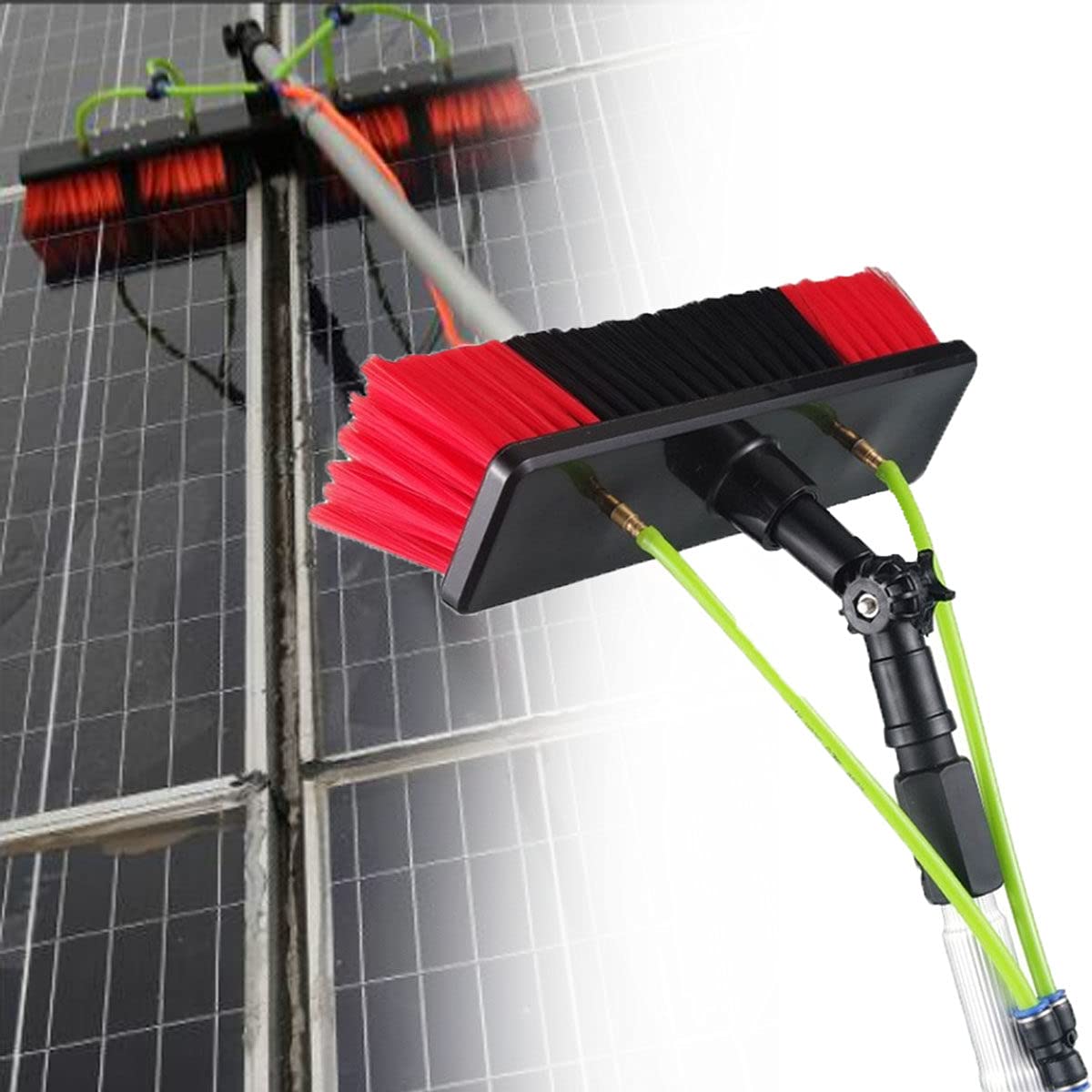 WZFANJIJ Telescopic Window Cleaning Pole Kit - 11m/36ft Extendable Solar Panel & Photovoltaic Cleaner with Water/Hose Fed Brush - Perfect for High Windows, Solar Panels, and Hard-to-Reach Surfaces