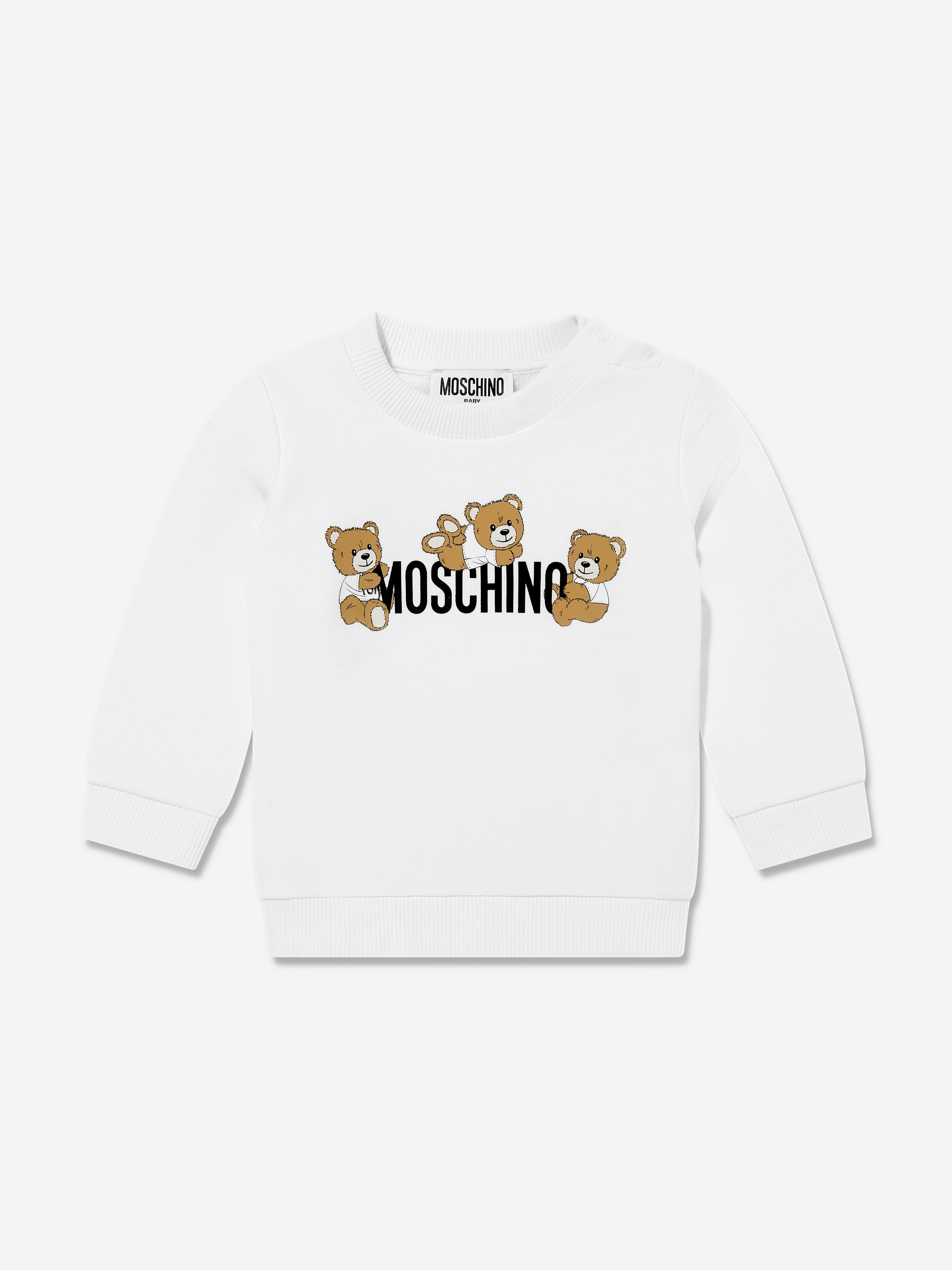 White Baby Teddy Bear Logo Sweatshirt - Soft & Cozy Pullover for Infants & Toddlers - Perfect for Playdates, Photo Shoots & Family Outings