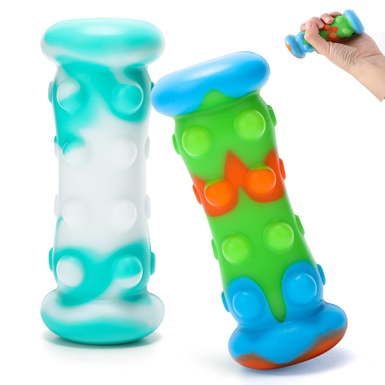 2 Pack Push It Pop Ball - 3D Fidget Sensory Toys for Stress Relief & Anxiety, Massage Ball for Kids and Adults, Relax Muscles - Perfect for Office, Home, and Travel Use