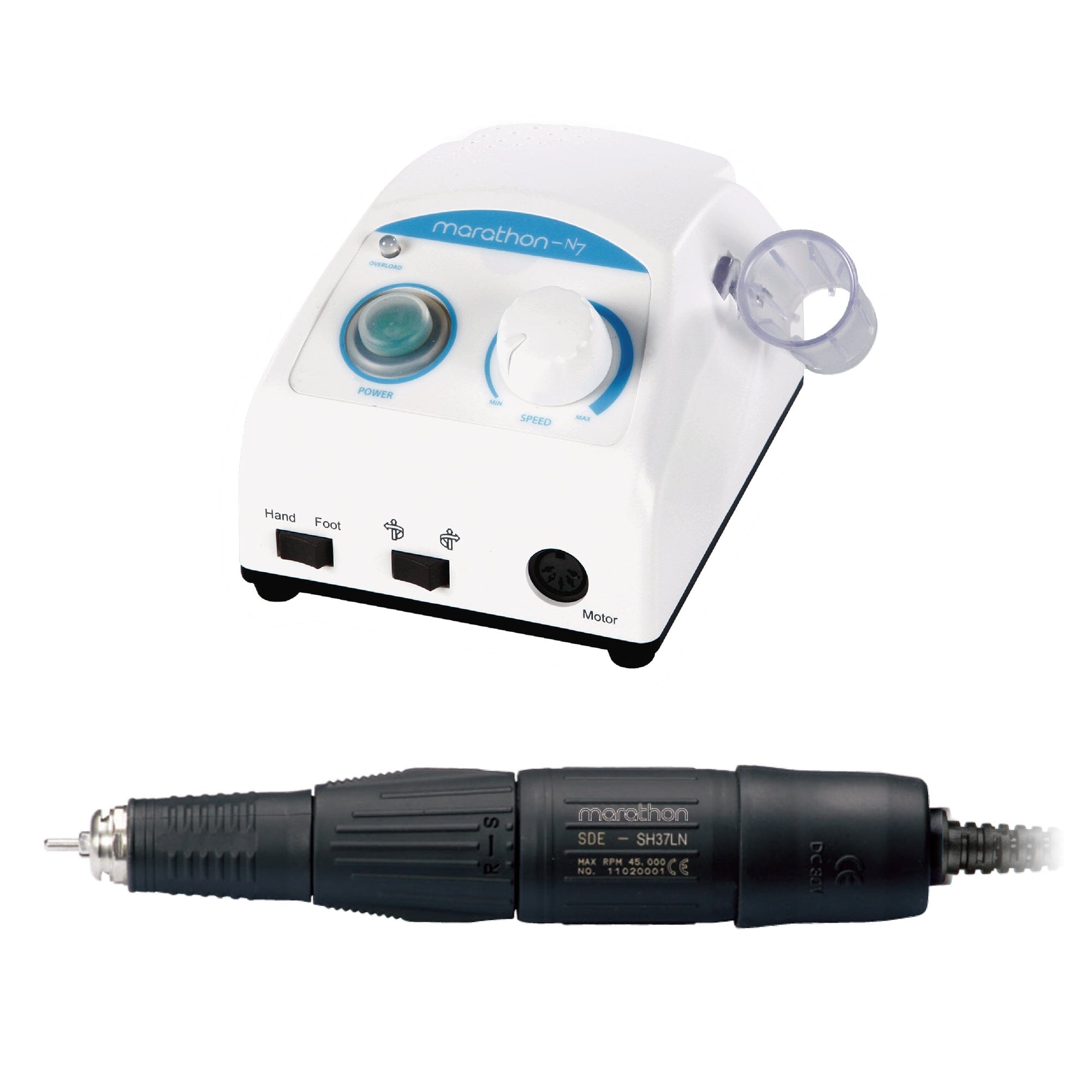 Saeyang Marathon N7 + SH37LN Professional Nail Drill Machine - 40,000 RPM High Speed Electric Nail File for Salon & Home Manicure/Pedicure - Perfect for Acrylic Nails, Gel Polish & Nail Art