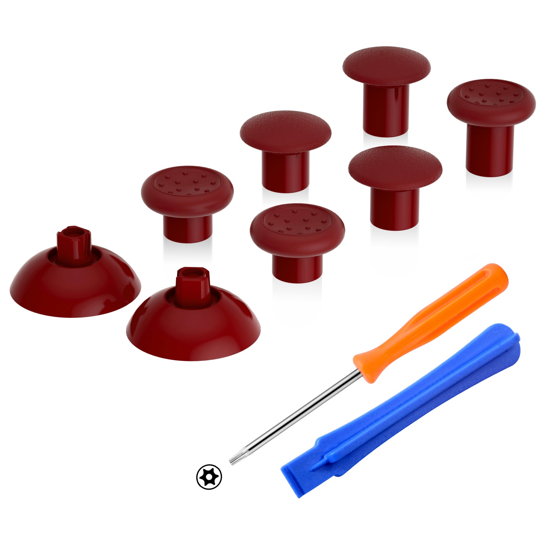 ExtremeRate Interchangeable Ergonomic Thumbsticks for Xbox Series X/S, Xbox One, Xbox One Elite - 3 Height Adjustable Domed & Concave Joystick Grips (Carmine Red, Model XOJ2111) - Perfect for FPS, Racing & Fighting Games