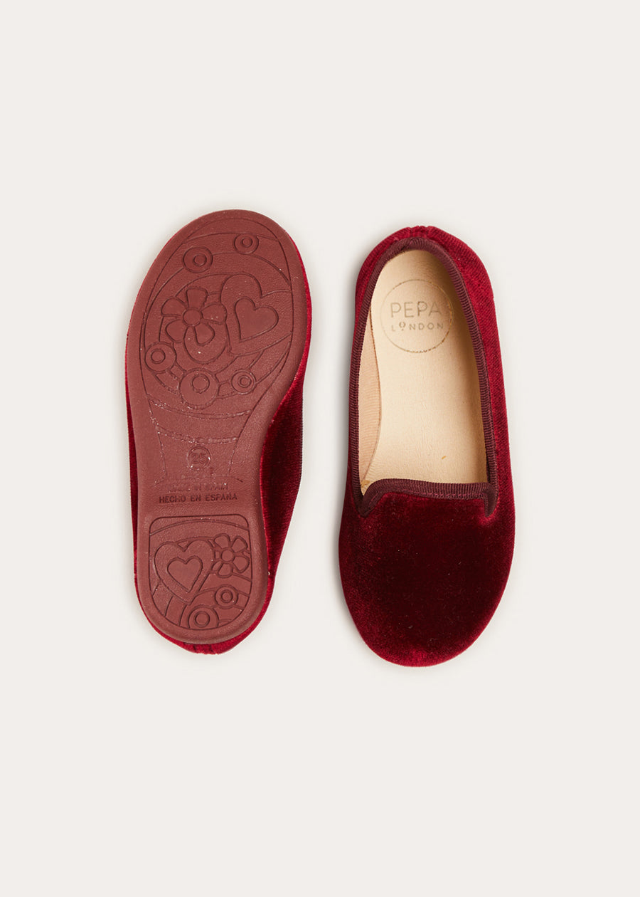 Burgundy Velvet Slippers for Women - Soft & Cozy House Shoes Size 24-34EU - Perfect for Indoor Relaxation, Lounging & Spa Days