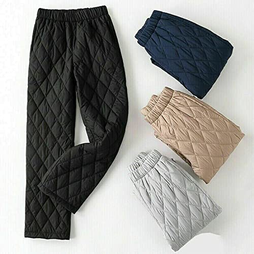 Women's Thermal Padded Quilted Winter Pants with Elastic Waist - Warm Fleece-Lined Sweatpants for Cold Weather, Outdoor Activities & Lounge Wear
