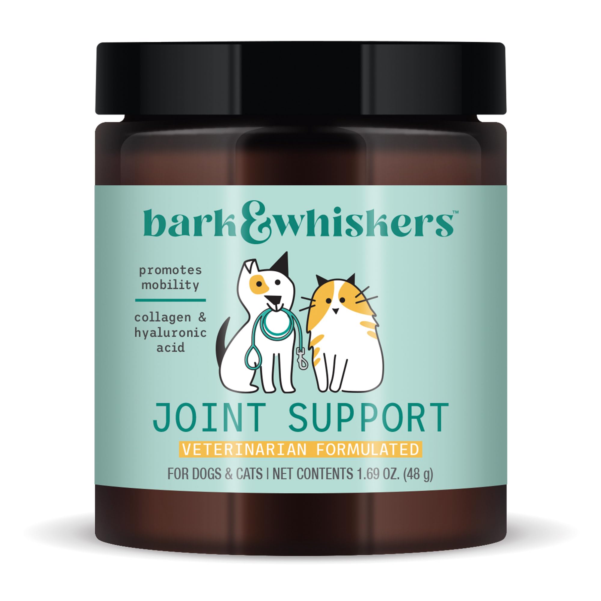 Dr. Mercola Bark & Whiskers Joint Support for Dogs & Cats - 1.69 Oz (48g) | Collagen & Hyaluronic Acid Formula | Promotes Mobility & Joint Health | Veterinarian Formulated | Non-GMO | Ideal for Senior Pets & Active Animals