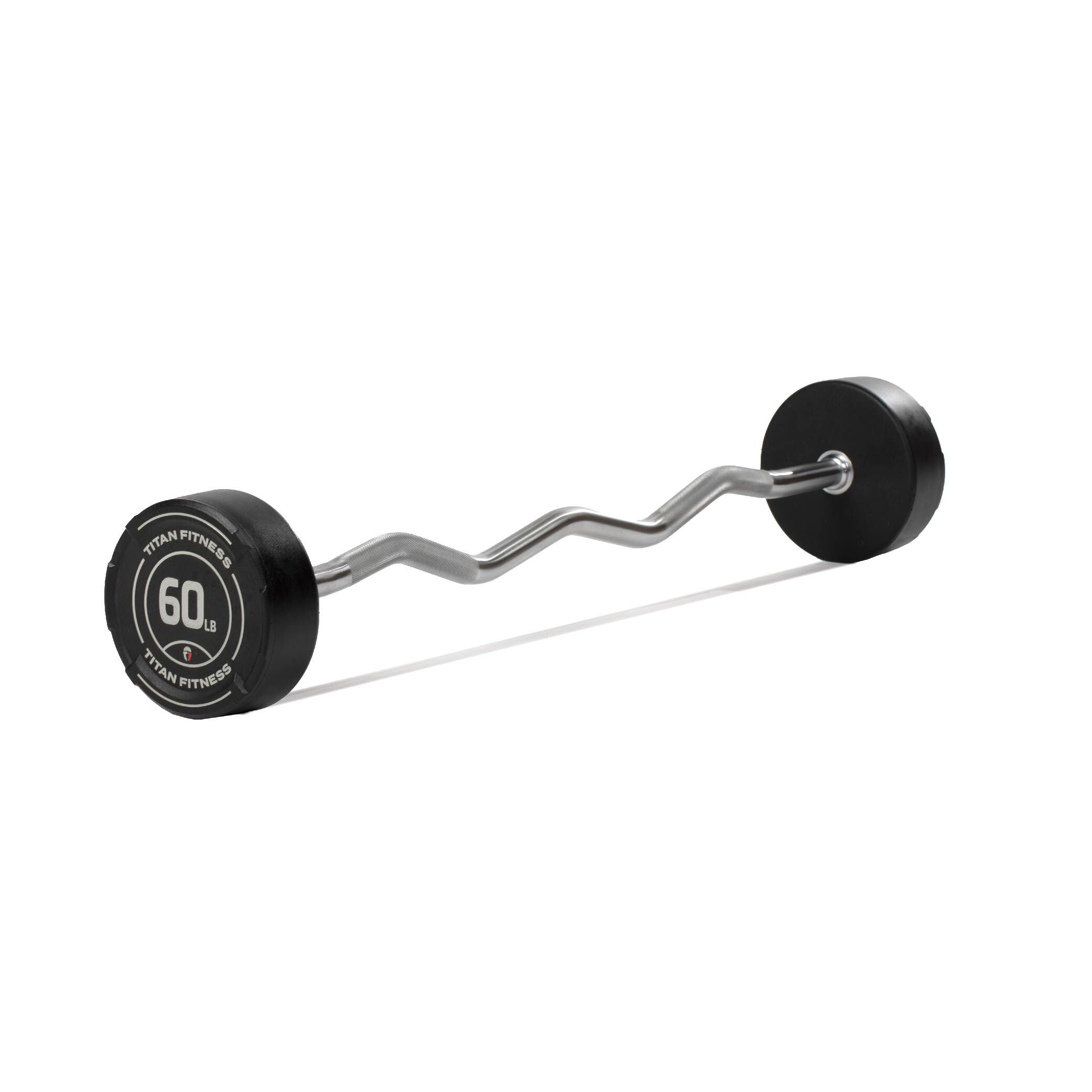 60 LB EZ Curl Fixed Urethane Barbell - Scratch & Dent Discount - Perfect for Home Gym Strength Training & Weightlifting Exercises