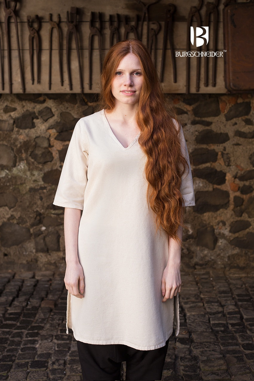 Viking Under Tunic - Lagertha Style Natural Linen Tunic for Cosplay, LARP & Medieval Reenactment