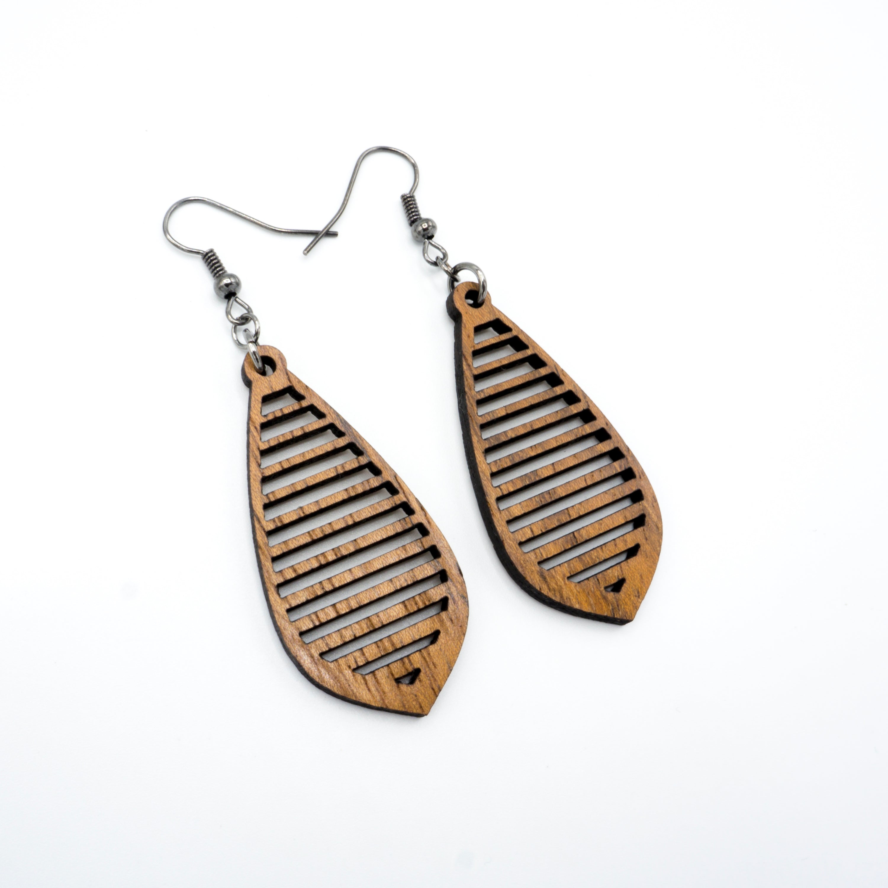 Gem Point 10 [S] Wooden Earrings - Handcrafted Jatoba Wood Dangle Earrings for Women | Boho Chic Jewelry for Casual Wear, Parties & Special Occasions