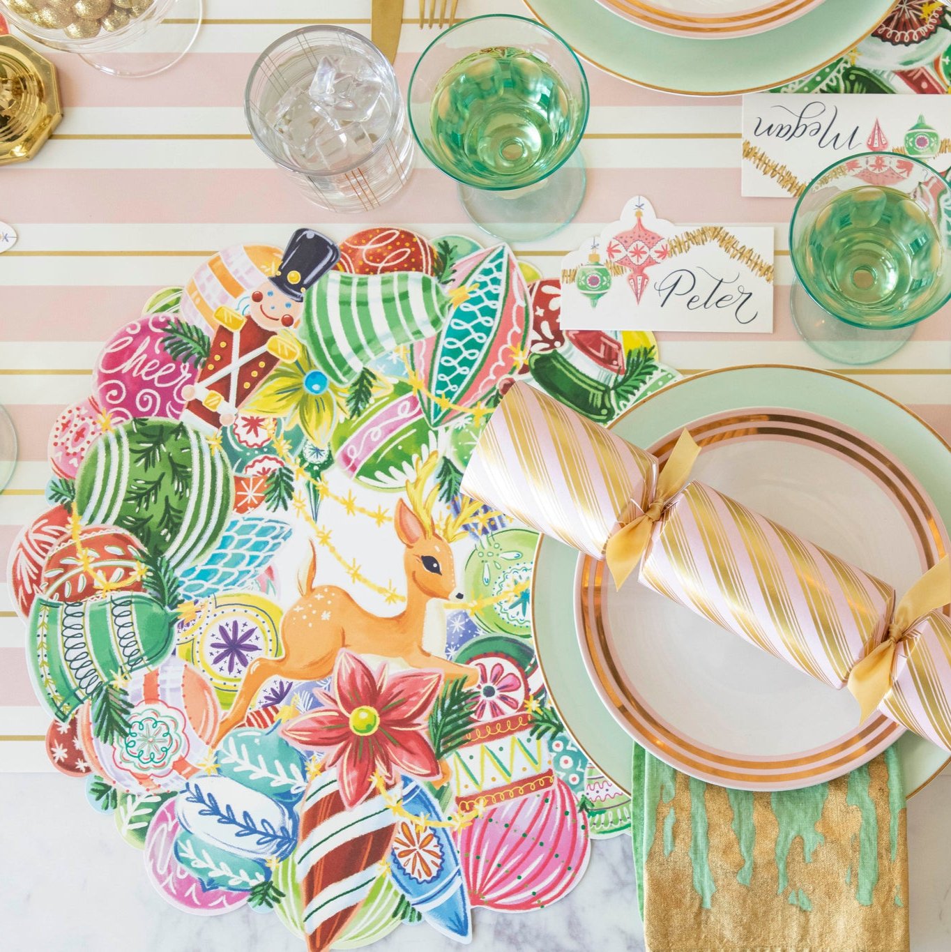 Christmas Die-Cut Wreath Placemat - Holiday Table Decor for Dining, Parties & Festive Home Decor