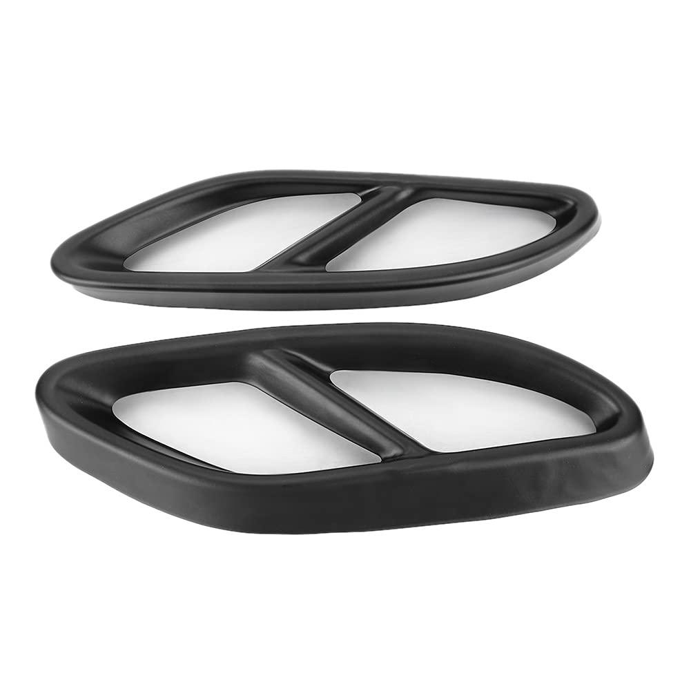 Qiilu 2Pcs Stainless Steel Exhaust Pipe Cover - Matte Black Rear Exhaust Vent Trim for Mercedes C-Class | Durable Car Accessory for Enhanced Vehicle Appearance & Protection