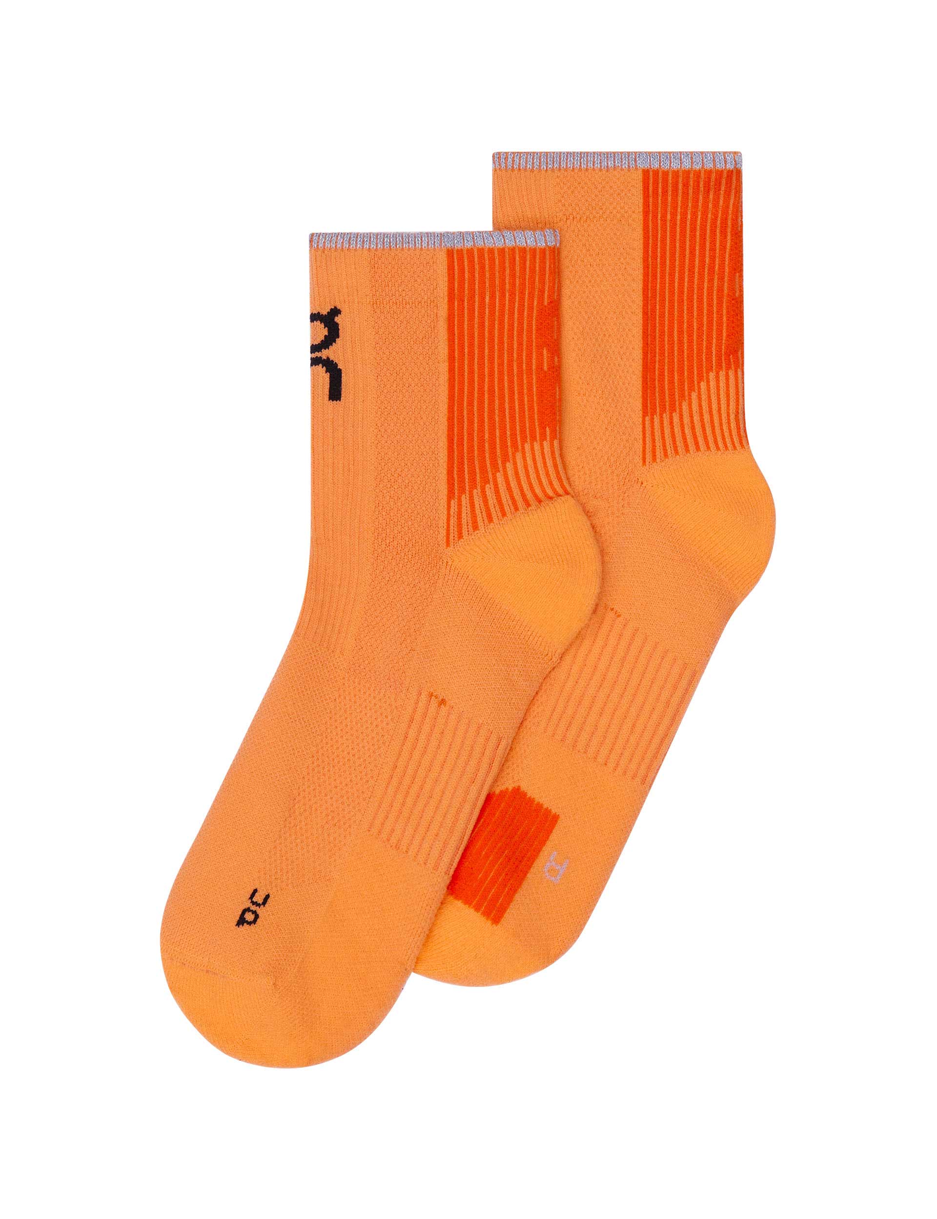 Performance Running Socks Mid-Cut - Breathable Cushioned Athletic Socks for Men & Women (Tangerine/Flame) - Ideal for Jogging, Gym Workouts & Marathon Training