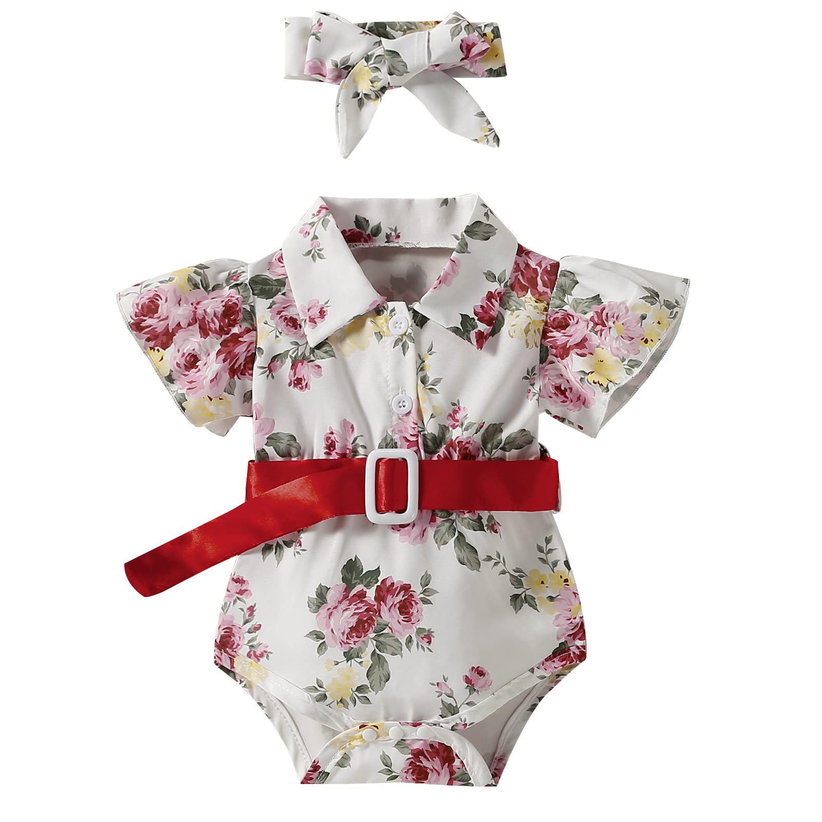 Newborn Baby Girl Summer Romper - Cute Casual Toddler Bodysuit with Fly Sleeve & High Waist Lapel | Perfect for Infant Outfits, Playtime & Photo Shoots