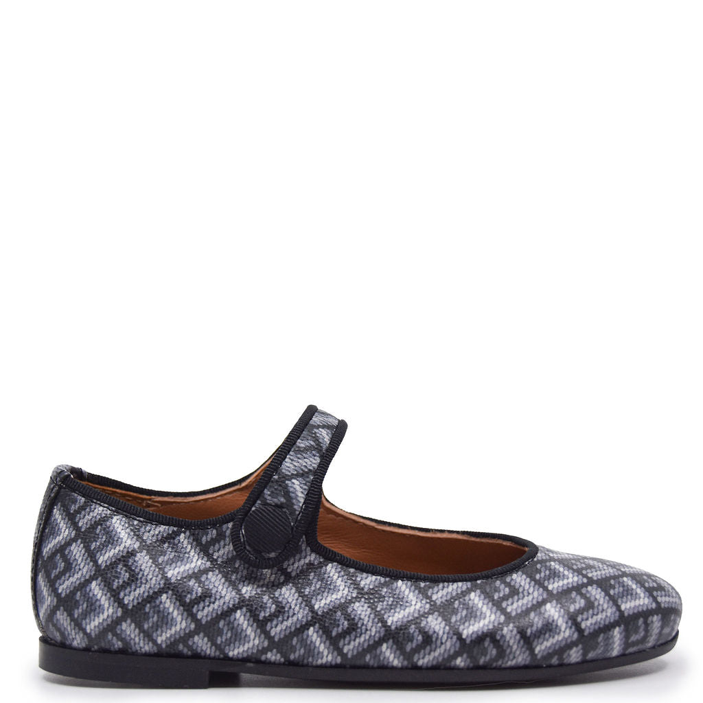 Stylish Gray Geometric Mary Jane Flats for Women - Comfortable & Fashionable Shoes for Work, Casual Outfits, and Special Occasions