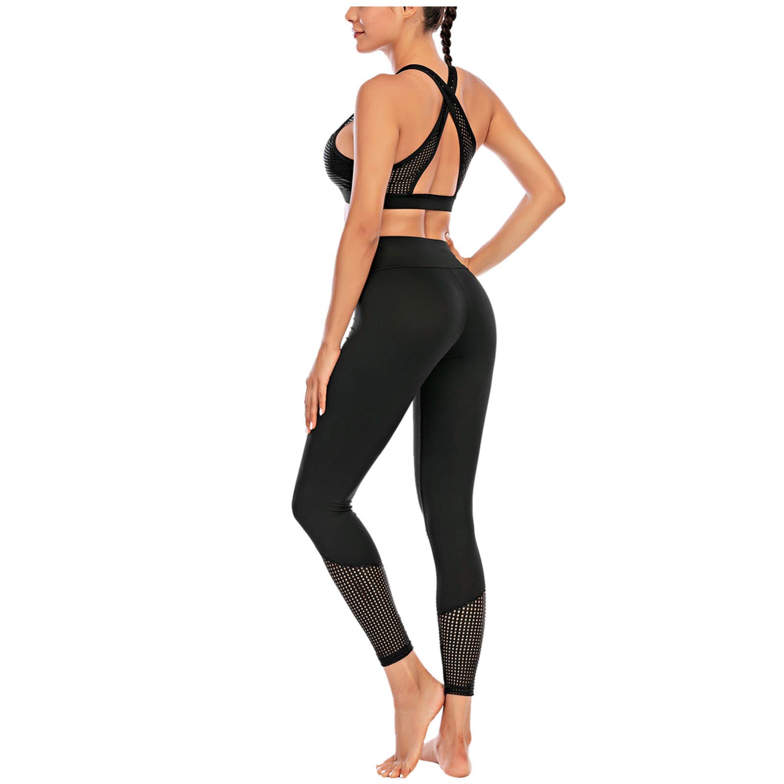 Women's High Waist Patchwork Print Yoga Pants - Stretchy Workout Leggings for Fitness, Running & Gym | Includes Yoga Mat with Blocks Set | Perfect for Yoga, Pilates & Home Exercise