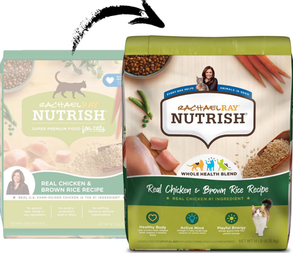Rachael Ray Nutrish Natural Chicken & Brown Rice Recipe Dry Cat Food - Premium Grain-Free Kibble for Adult Cats - Perfect for Indoor & Outdoor Felines