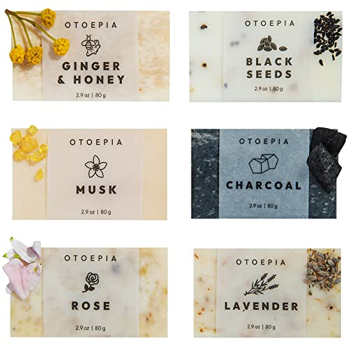 Otoepia 6-Pack Natural Olive Oil Soap Bars for Face & Body - Moisturizing Handmade Soap Gift Set for Dry, Oily & Acne-Prone Skin | Exfoliating, Lightly Scented Bath Soap for Men & Women | Perfect for Self-Care, Spa Days & Holiday Gifts
