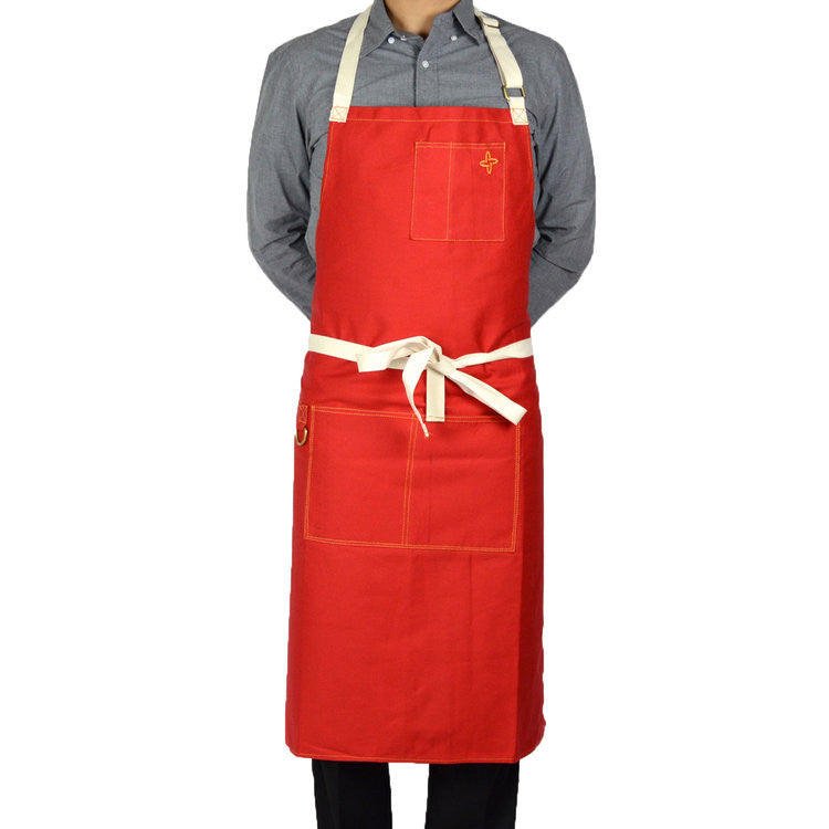 Boldric Red Apron - Premium Cotton Kitchen Apron for Cooking, Baking & Grilling - Adjustable Neck & Waist Ties - Free Shipping - Perfect for Chefs, BBQ Enthusiasts & Home Cooks