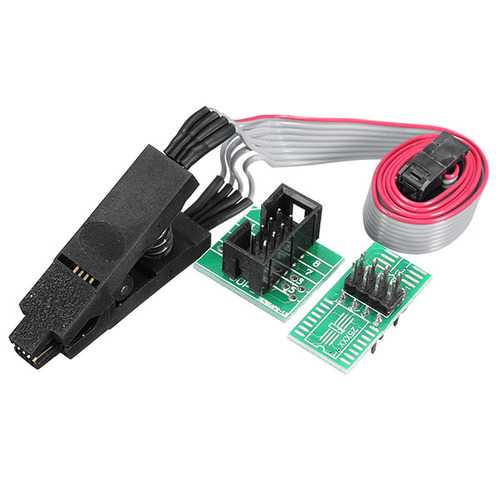 8 Pin 1.27mm Pitch SOIC8 SOP8 Flash Chip IC Test Clip Socket Adapter - 3pcs Set with 6 Power Modules for BIOS 24/25/93 Programmer | Perfect for Electronics Repair, Chip Burning & DIY Programming Projects