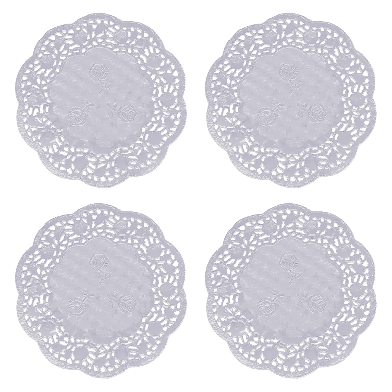 50 Pack 4.5 Inch Silver Lace Paper Doilies - Elegant Disposable Round Placemats for Cake, Dessert, Wedding & Birthday Party Decorations - Perfect for Table Settings, Craft Projects, and DIY Home Decor