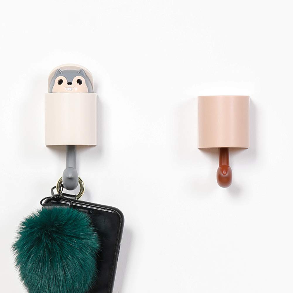 FRIDG Self Adhesive Hooks - Creative Squirrel Wall Hooks for Keys, Coats & Home Decor (Grey) | Perfect for Kitchen, Bathroom & Entryway Organization