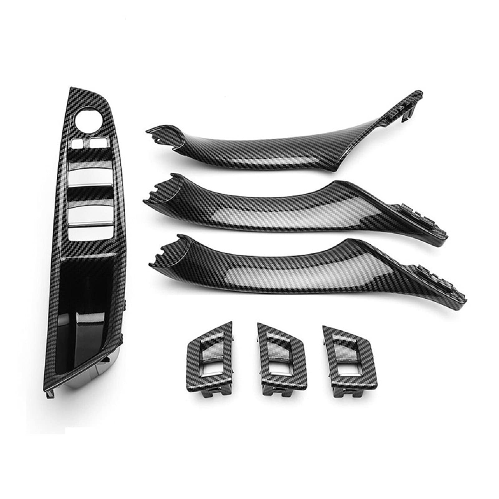 Carbon Fiber Interior Window Lift Switch Panel & Door Handle Trim for BMW 5 Series F10 F11 F18 2010-2016 (7-Piece Set, LHD) - Upgrade Your Luxury Car Interior with Premium Style