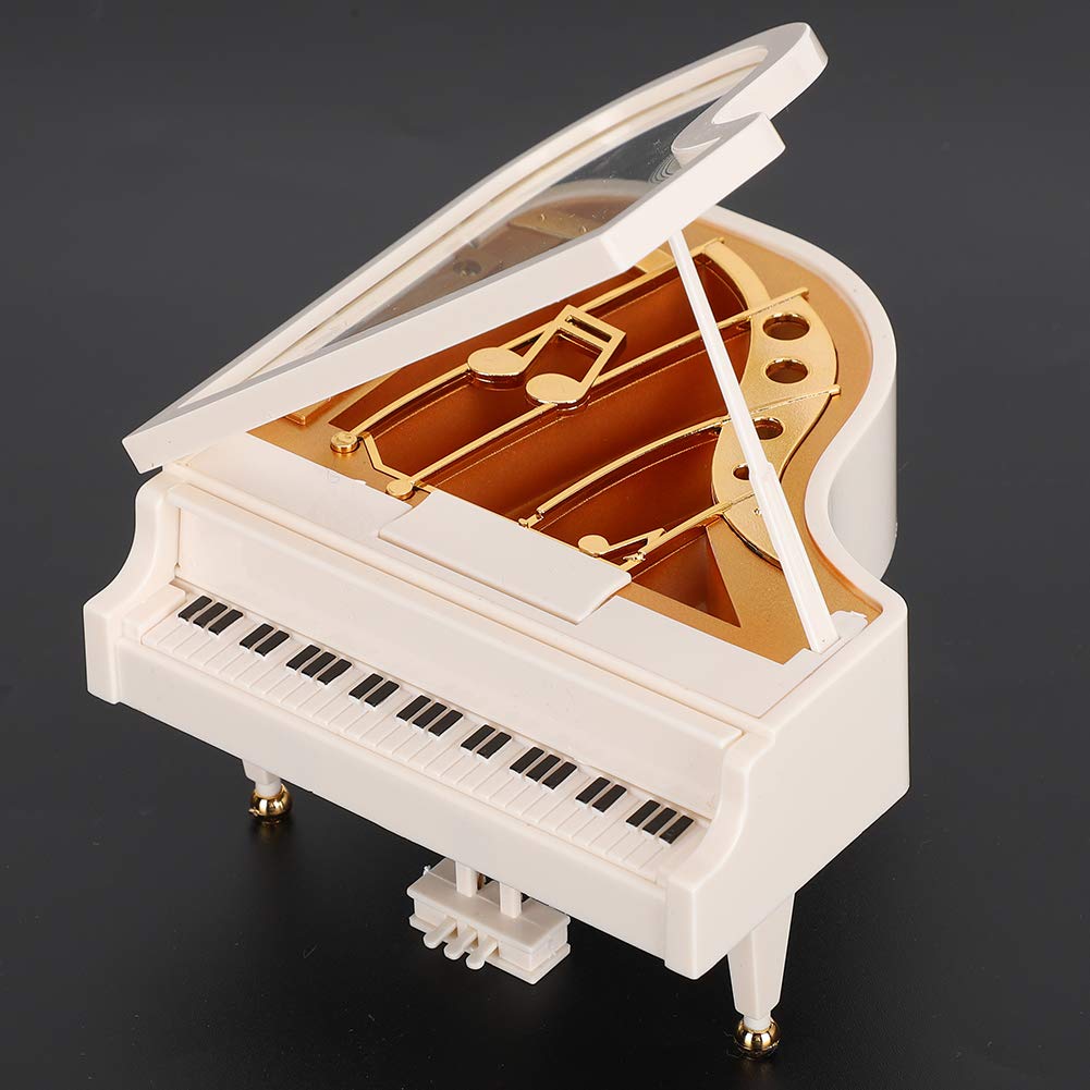 Wooden Piano Music Box with Clockwork Mechanism - Elegant Home & Desk Decor, Perfect Christmas & Birthday Gift for Music Lovers - Ideal for Bedroom, Living Room & Office Ambiance