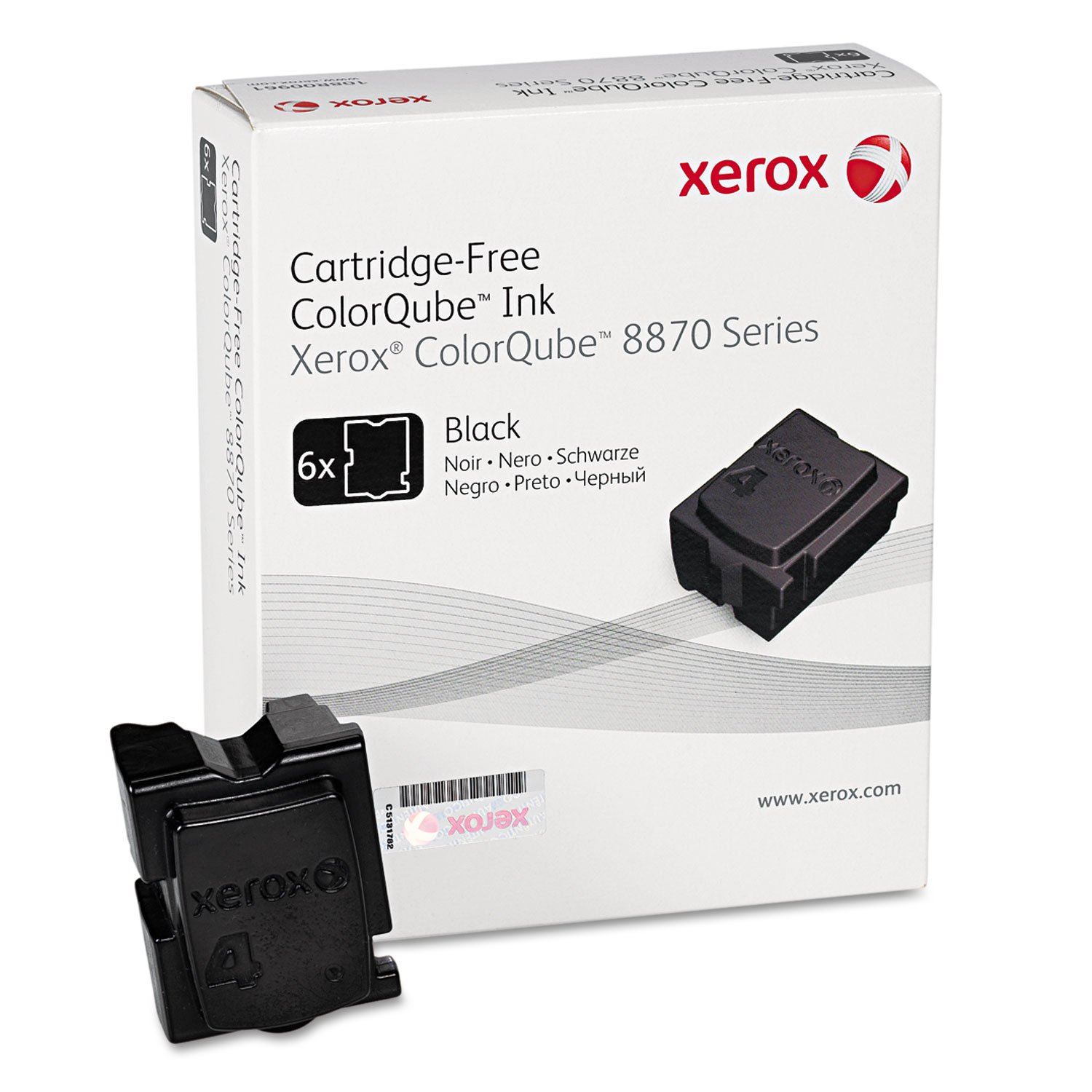 Xerox 108R00953 Black Solid Ink Stick - 6 Pack Retail Packaging - Compatible with Xerox Phaser 8560/8860 Printers for Office & Home Printing