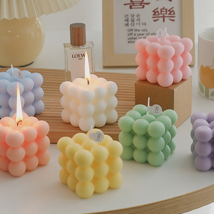 Bubble Cube Decorative Candles - Handmade Scented Soy Wax Candles for Home Decor, Gifts & Relaxation - Perfect for Living Room, Bedroom, Spa and Wedding Decor