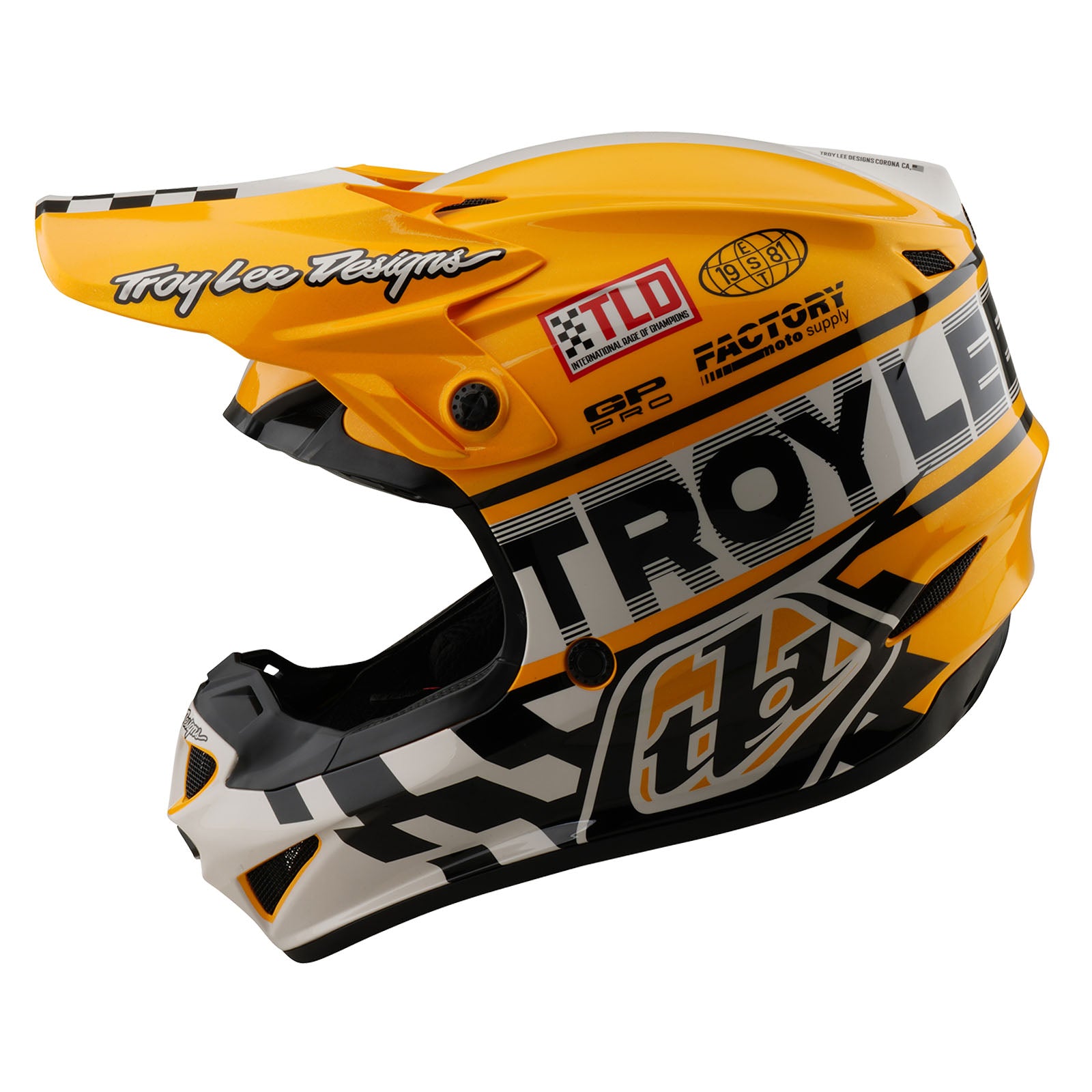 Youth GP Pro Helmet Fifty 50 White/Gold - Lightweight Motorcycle Racing Helmet for Kids & Teens - Perfect for Motocross, Dirt Biking & ATV Riding