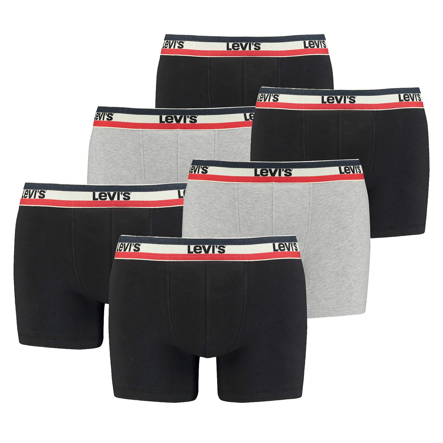 Levi's Men's Sports Boxer Briefs 6-Pack - Soft Cotton Underwear for Active Lifestyle & Everyday Comfort