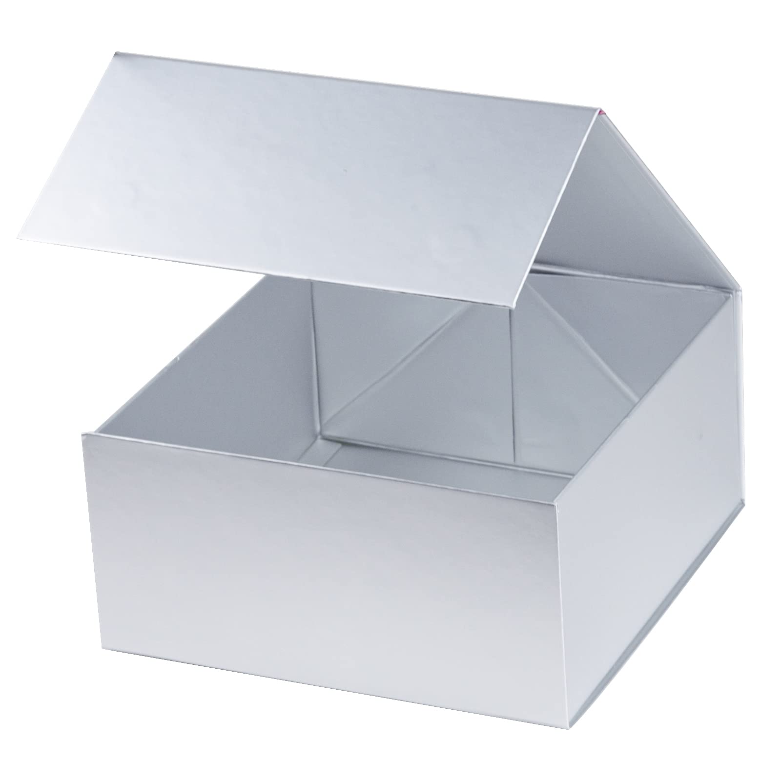 RUSPEPA Medium Magnetic Gift Box with Lid - 8x8x4 Inches, Collapsible Storage Box for Birthday Gifts, Jewelry & Keepsakes (Silver, 1 Pack) - Perfect for Party Favors, Wedding Decor & Home Organization