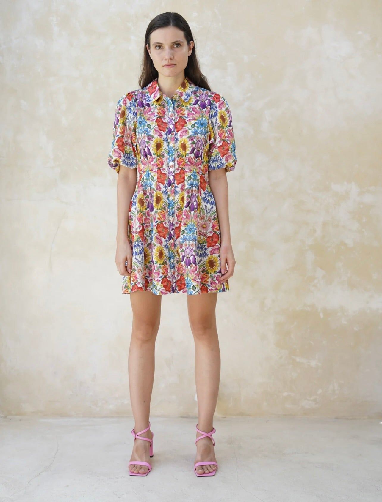 Marta Mini Floral Print Dress - Women's Summer Short Sleeve A-Line Party Cocktail Dress for Beach Vacation & Date Night