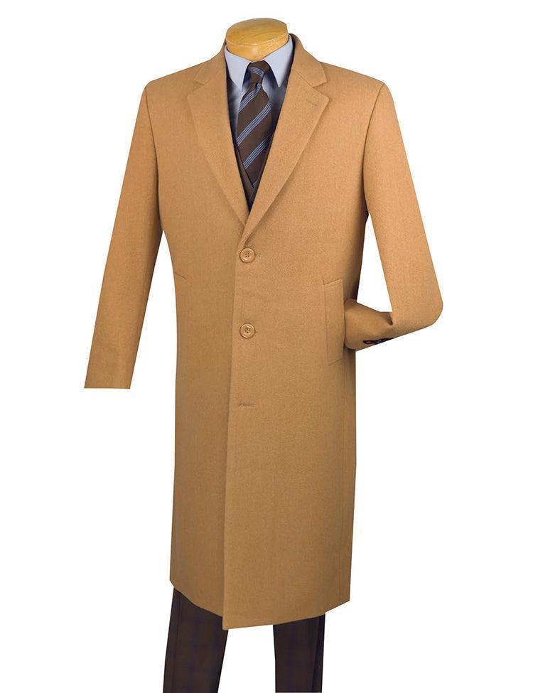 Premium Men's Camel Full-Length Topcoat - Classic Winter Overcoat for Business & Formal Occasions | Warm & Stylish Outerwear for Office, Events & Cold Weather