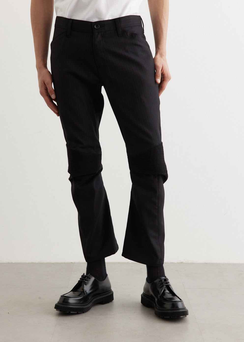 Articulated Wool Stripe Trousers for Women - Comfortable High Waist Pants with Stretch - Perfect for Office, Travel and Casual Wear