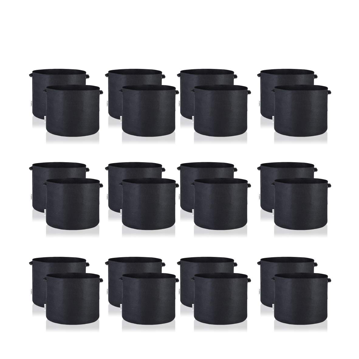 GreenHouser 24-Pack 30 Gallon Round Grow Bags with Handles - Breathable Fabric Plant Pots for Hydroponic Gardening, Vegetables, Flowers & Herbs - Ideal for Indoor/Outdoor Planting & Root Aeration