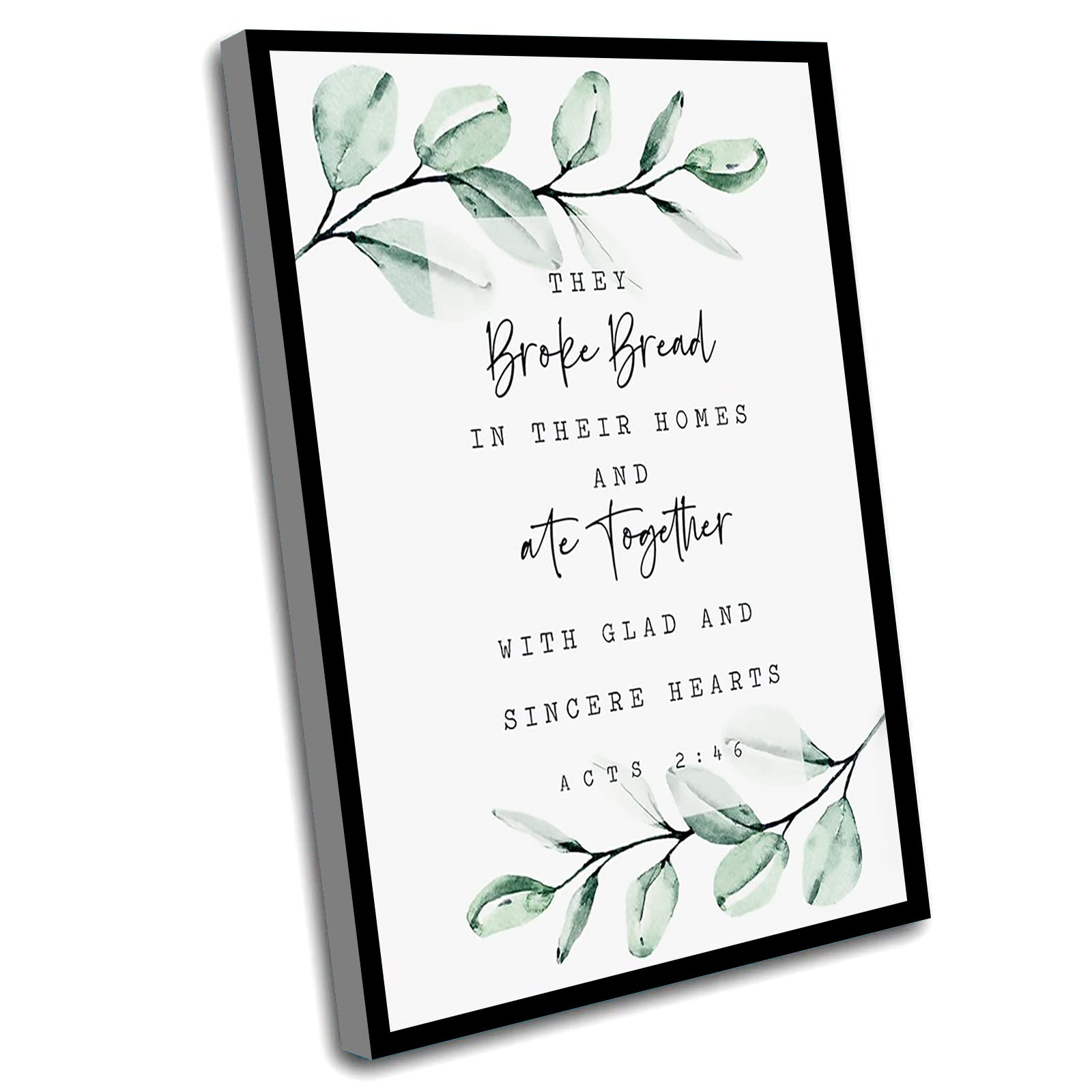 Rustic Farmhouse Bathroom Decor - Acts 2:46 Bible Verse Wall Art Print, 8x12 Inch Framed Scripture Art for Dining Room & Home Decor - Perfect for Christian Gifts, Farmhouse Style Interiors, and Inspirational Wall Decor
