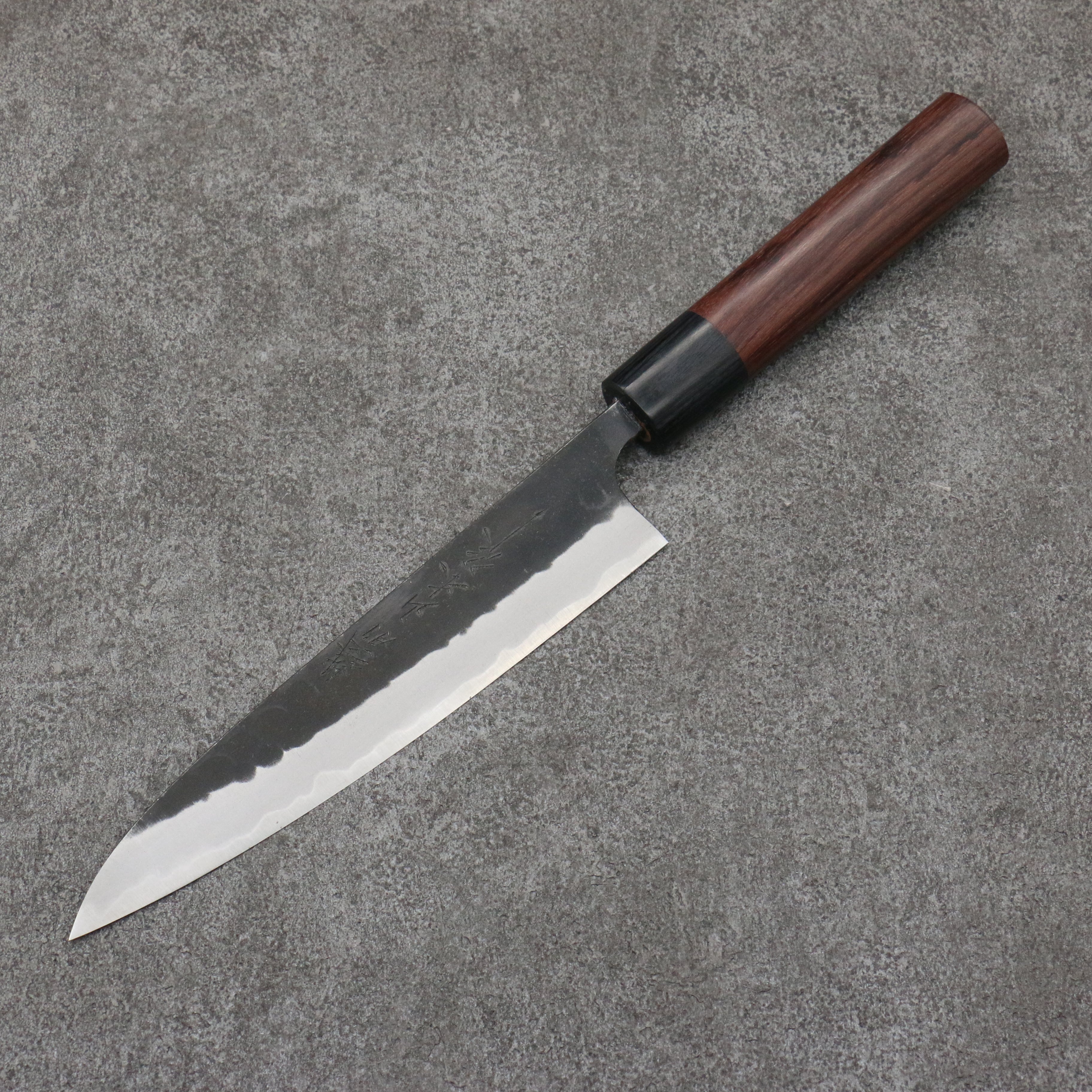Nao Yamamoto 160mm Blue Steel Kurouchi Petty Utility Knife with Shitan Handle & Black Pakka Wood Ferrule - Perfect for Slicing, Peeling & Precision Kitchen Tasks