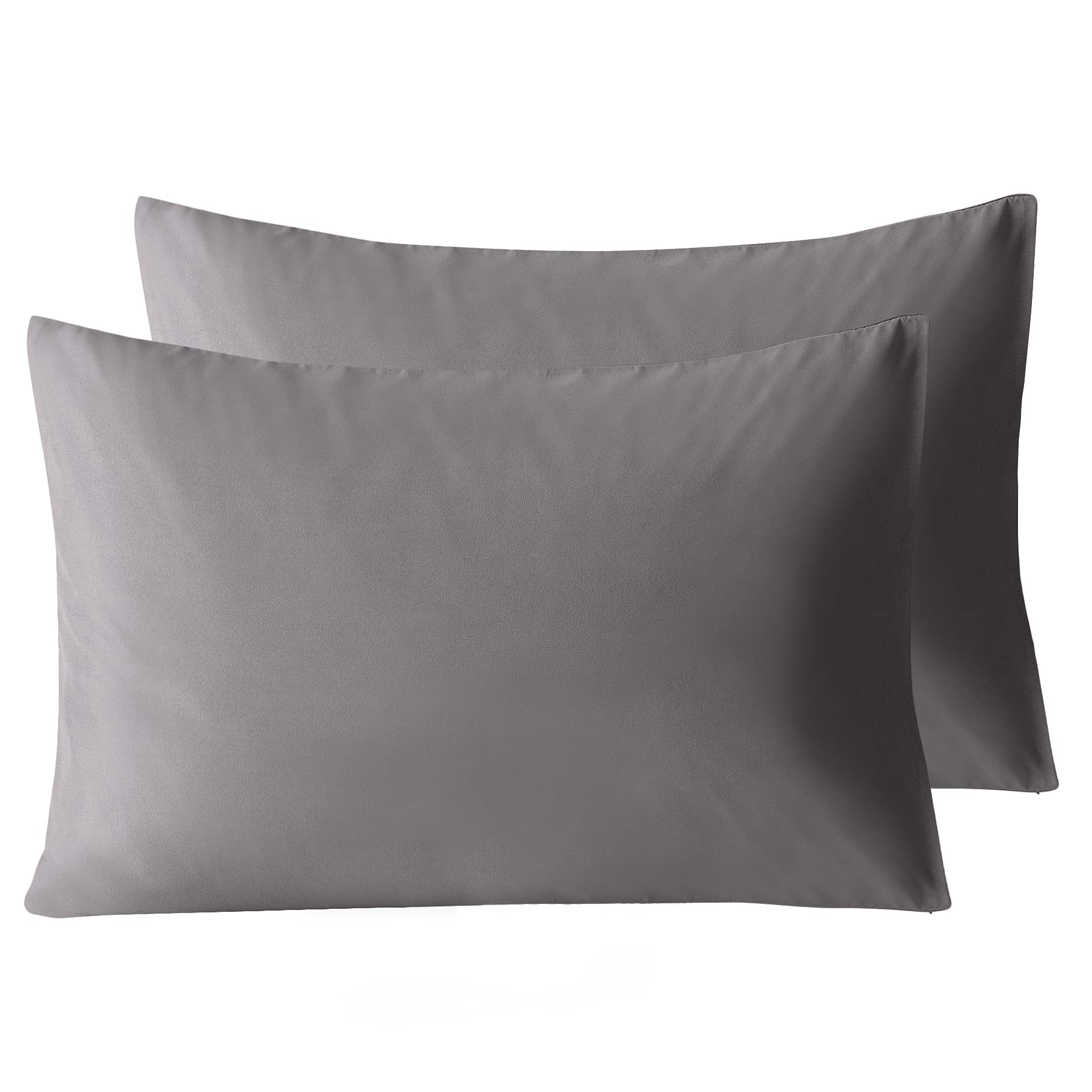 KKJIAF 2 Pack King Size Pillowcases - 1800 Thread Count Microfiber Pillow Covers with Envelope Closure, 20x36 Inches, Ultra Soft & Wrinkle Resistant (Dark Grey) - Perfect for Bedroom, Hotel, Travel & Home Decor